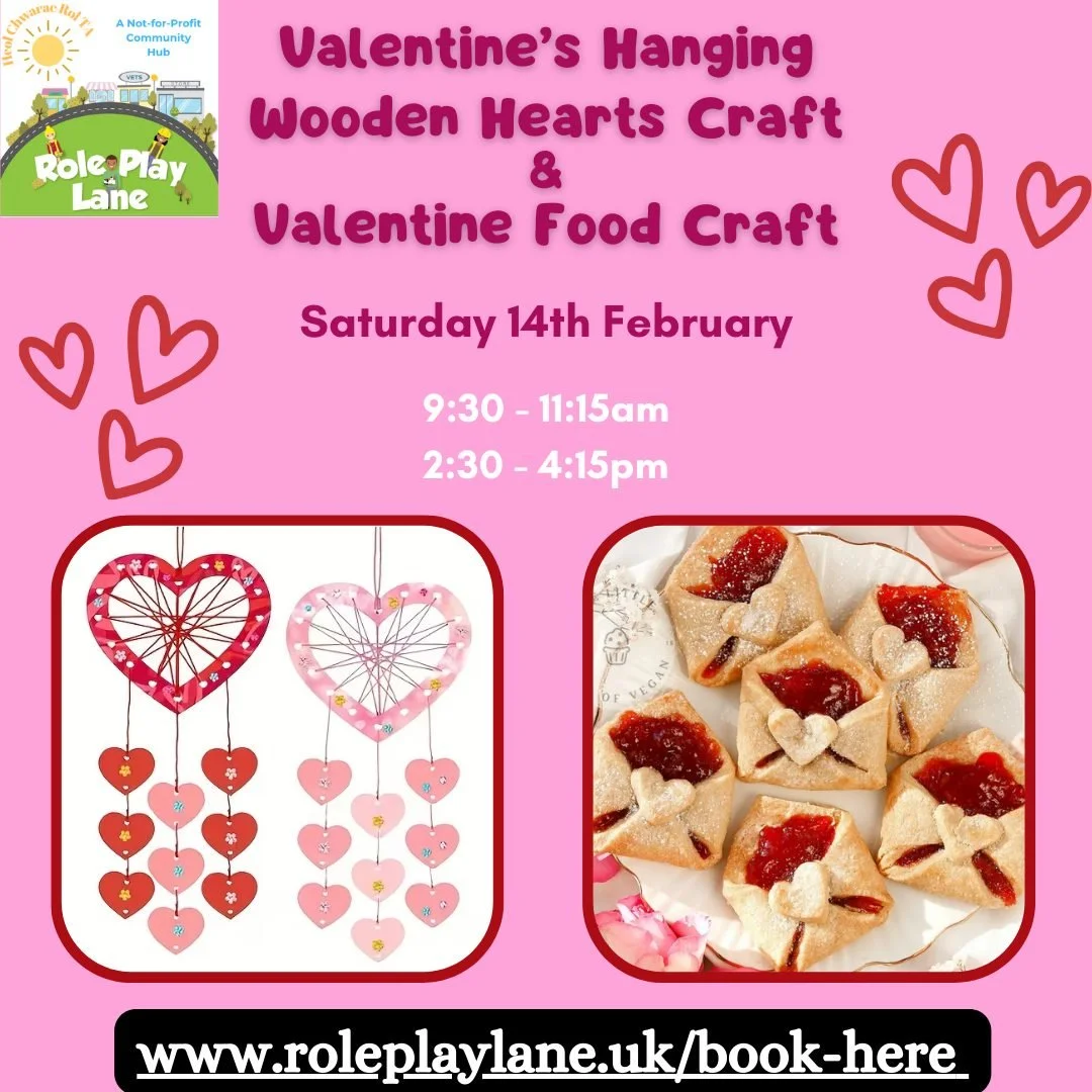 ❤More Valentine crafts continuing this weekend! ❤

Includes: 
❤Play
❤Craft 
❤ Making a valentine snack

Just &pound;12 per child or &pound;20 per family, also just play available! 

Booking link in comments and stories! 

 #craft #valentinecraft #not