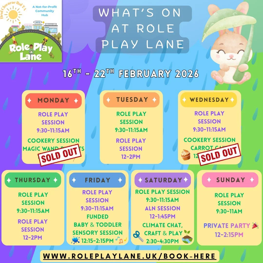 ☔Join us for some half term fun! 

❤We have lots of role play sessions available and also some funded sessions! 

💭Information about each session, can be found on our booking system. 

🔗Link in comments/stories. 

 #roleplaylane #imaginativeplay #s