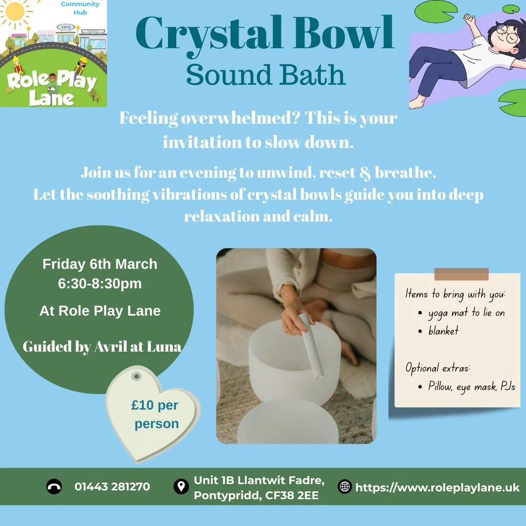 🧡Come and join us on the 6th March

💜Immerse yourself in a deeply relaxing crystal healing sound bath, designed to help you slow down, reset and unwind.

💙Soothing vibrations from crystal bowls and sacred instruments guide you into a meditative st