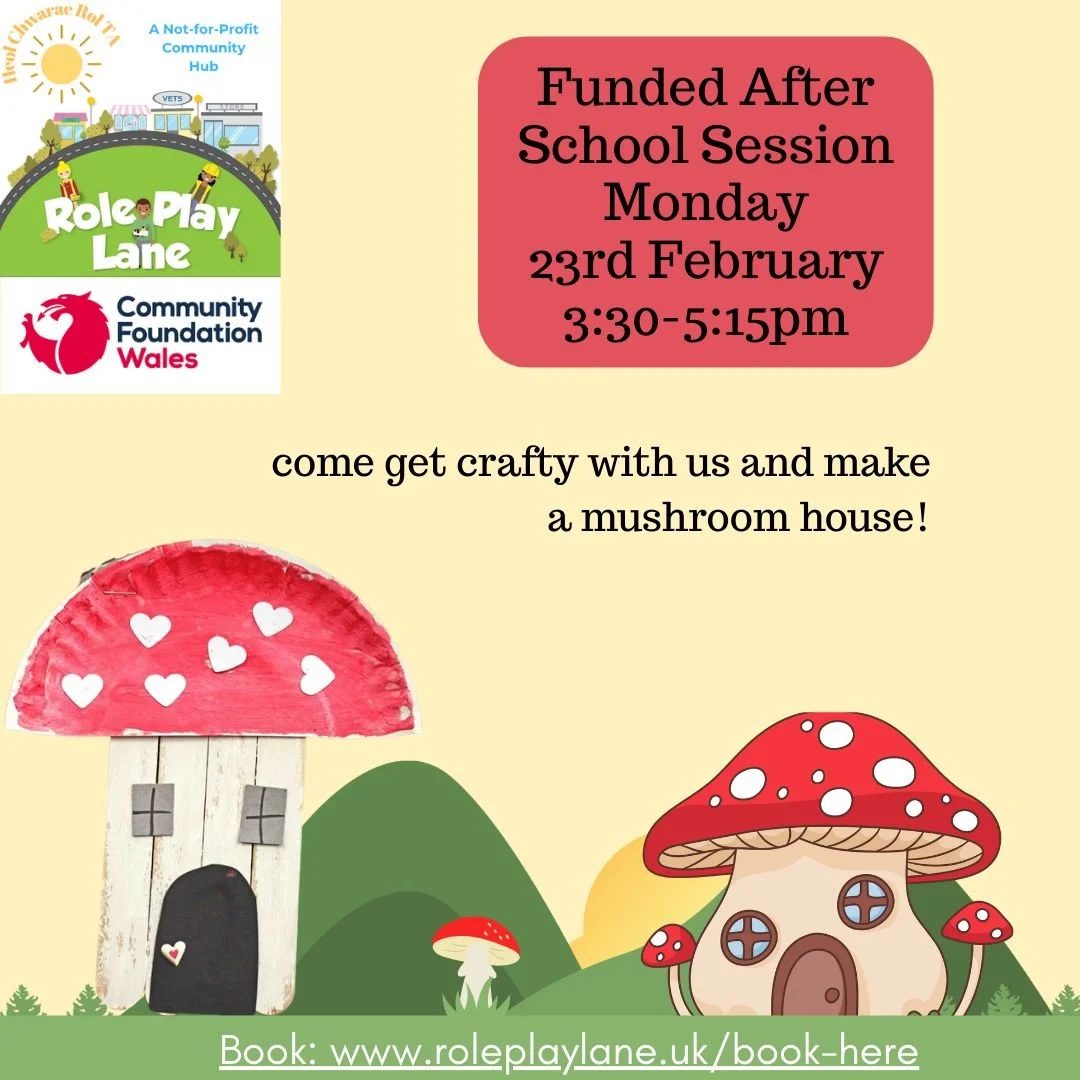 🍄 Funded After School Session 🍄
Monday 23rd February | 3:30&ndash;5:15pm

We&rsquo;re getting crafty and creating the cutest little mushroom houses this week! Perfect for imaginative minds who love to paint, stick and create.

Only &pound;7 per fam