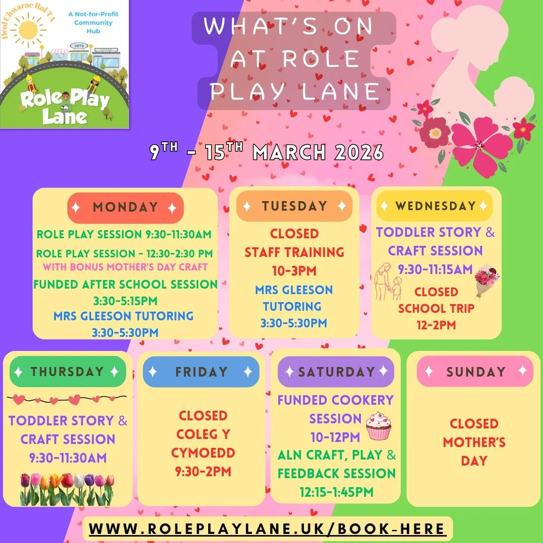 🌼 A new week of play and creativity is waiting at Role Play Lane!

Our sessions are packed with opportunities for little ones to explore, imagine, build, create and enjoy hands-on play in a welcoming, relaxed space. It&rsquo;s the perfect place for 