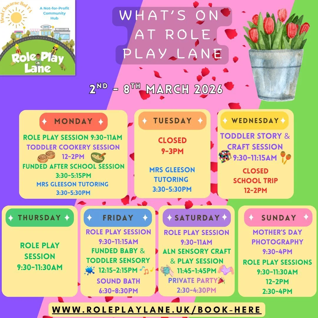 🌼 A new week at Role Play Lane is waiting&hellip;

If your little one loves to explore, create, dance, squish, cook, imagine or simply be themselves - we&rsquo;ve got a space for them here.

Every session is designed to build confidence, support dev