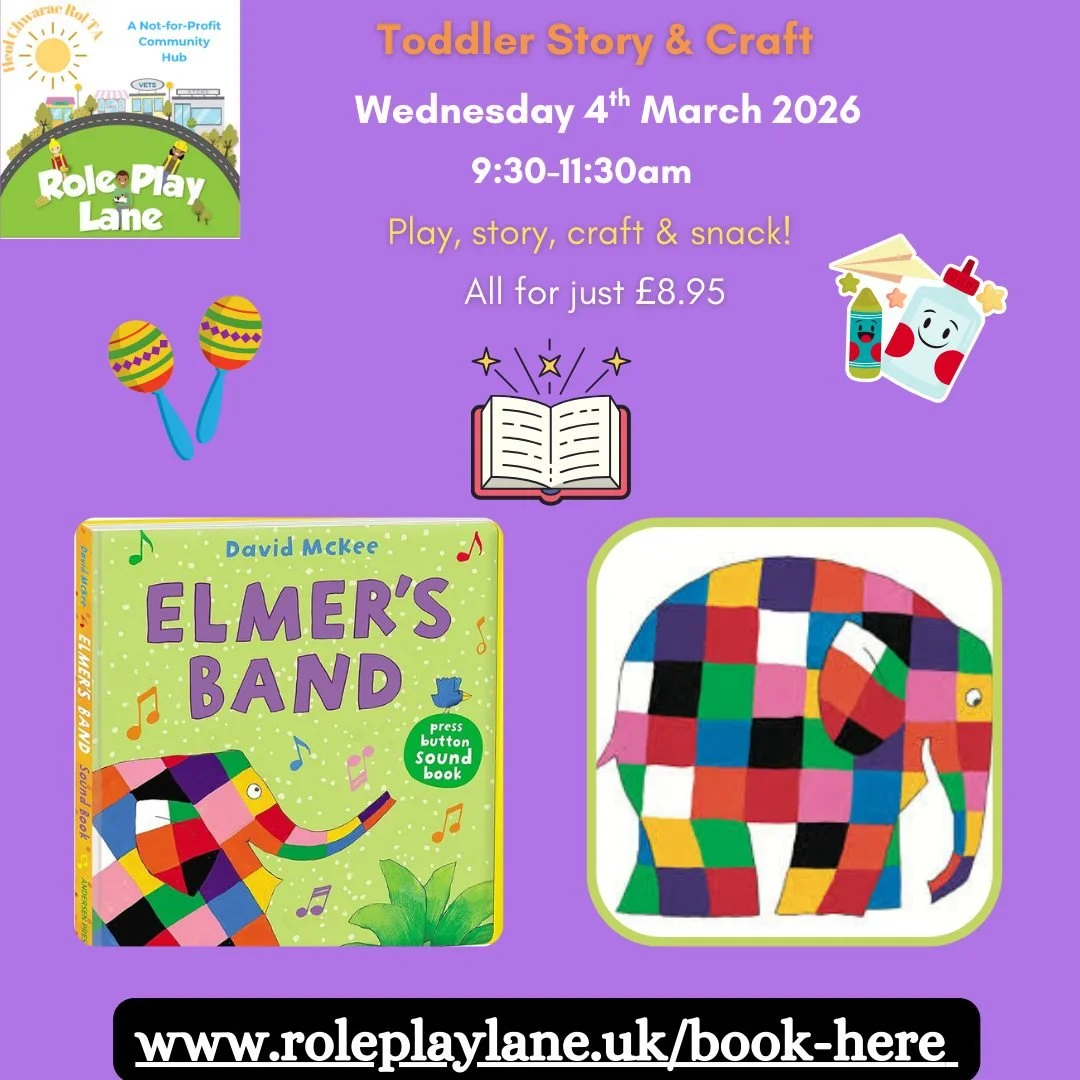 Looking for a lovely midweek activity for your toddler? 📚✨

Join us for a relaxed and welcoming Toddler Story &amp; Craft session at Role Play Lane.

Each session includes:
🎨 A different themed craft
📖 A story linked to the craft
🧸 Time to play i