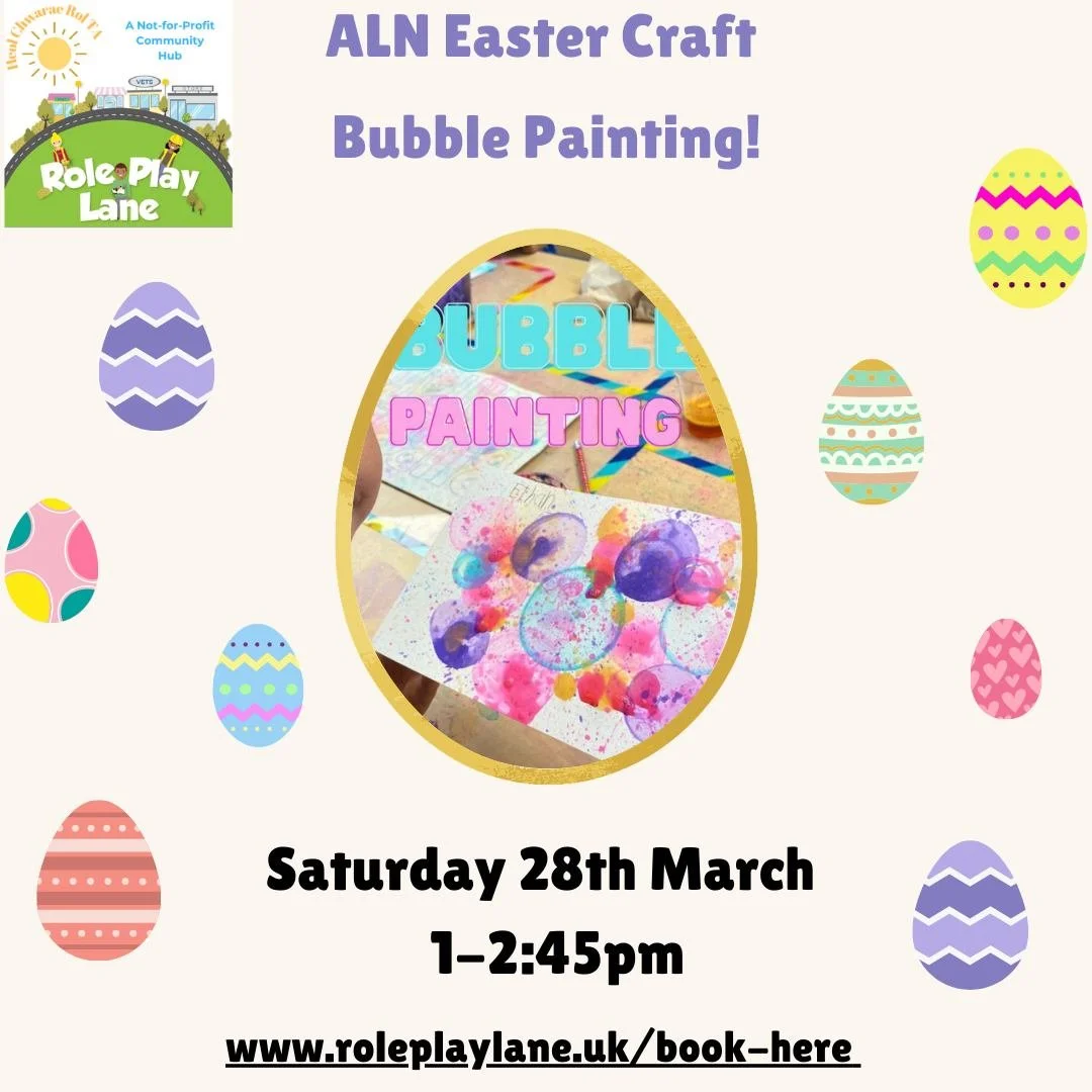 🐣✨ ALN Easter Craft &ndash; Bubble Painting Fun! ✨🐣

Looking for something creative this Easter? Get messy, colourful &amp; creative with our Bubble Painting session! 🎨🫧

🗓 Saturday 28th March
⏰ 1:00 &ndash; 2:45pm

A relaxed, inclusive session 