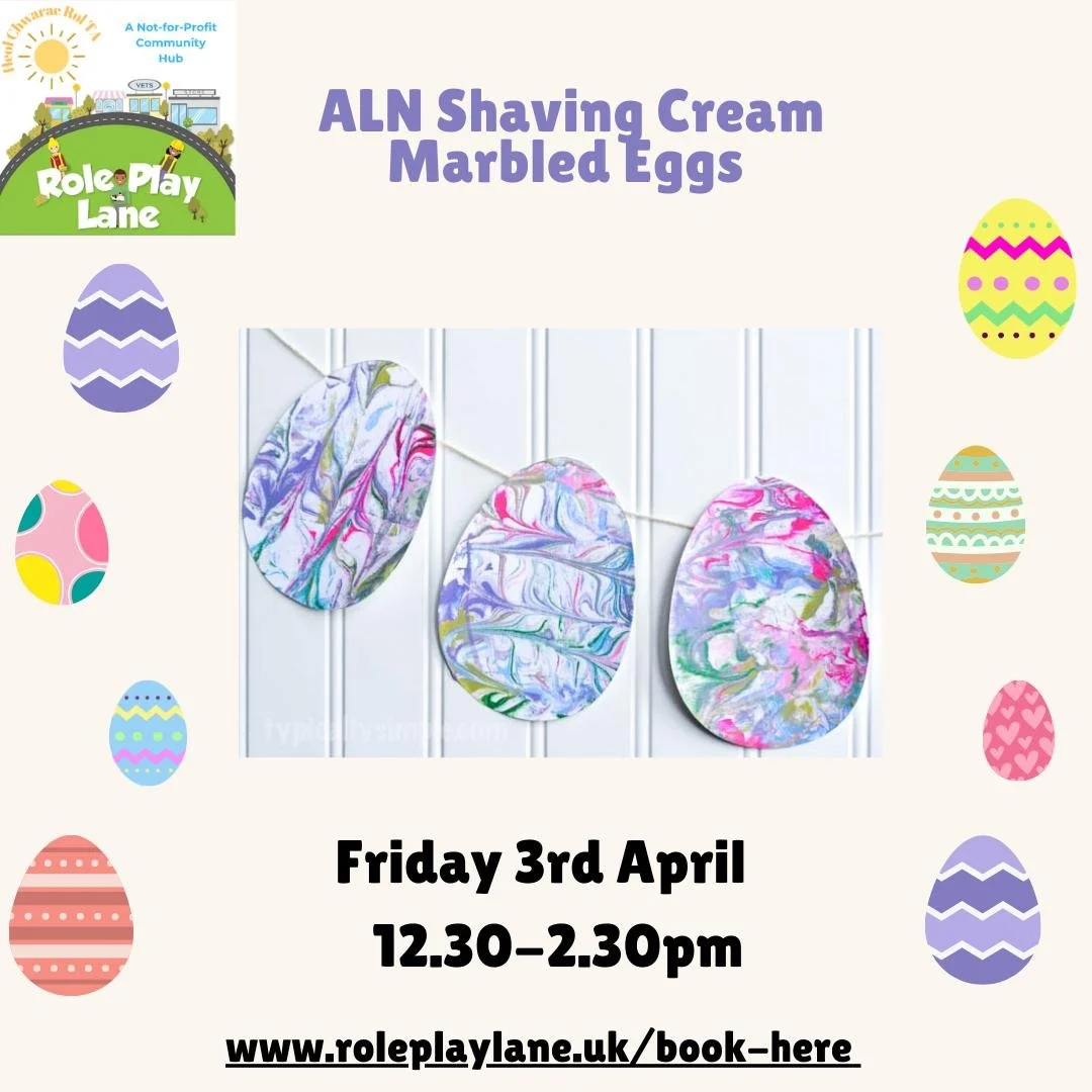 🥚🫧 ALN Shaving Cream Marbled Eggs 🫧🥚

A gentle, sensory Easter session designed especially for children with additional learning needs 💛

Children will explore colours and textures to create beautiful marbled Easter eggs using shaving foam - a c