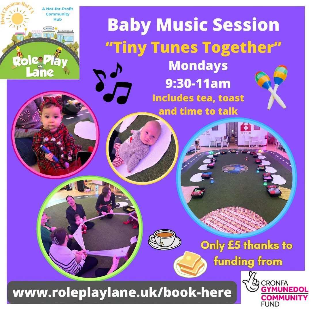 🎶 Introducing&hellip; Tiny Tunes Together 🎶

A gentle, welcoming baby music class coming to Monday mornings at Role Play Lane 💛- Thanks to funding from The National Lottery ✨

Start your week with a calm, cosy space designed especially for non-wal