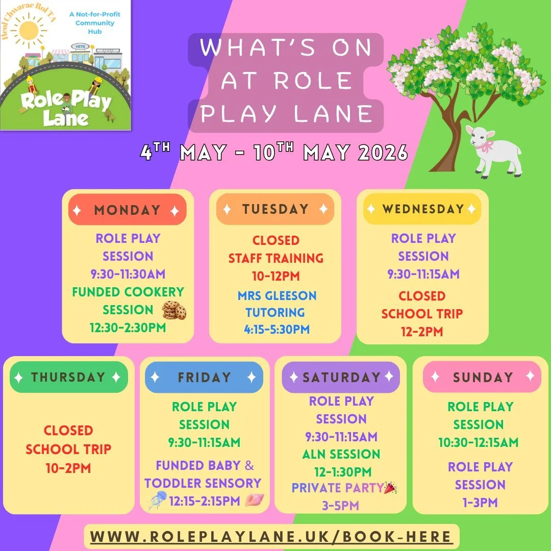 🌼 A new week of play is here at Role Play Lane&hellip; and it&rsquo;s full of fun, learning and little adventures 💛

✨ From imaginative role play sessions&hellip;
🍪 To hands-on cookery fun&hellip;
🧸 To baby &amp; toddler sensory experiences&helli