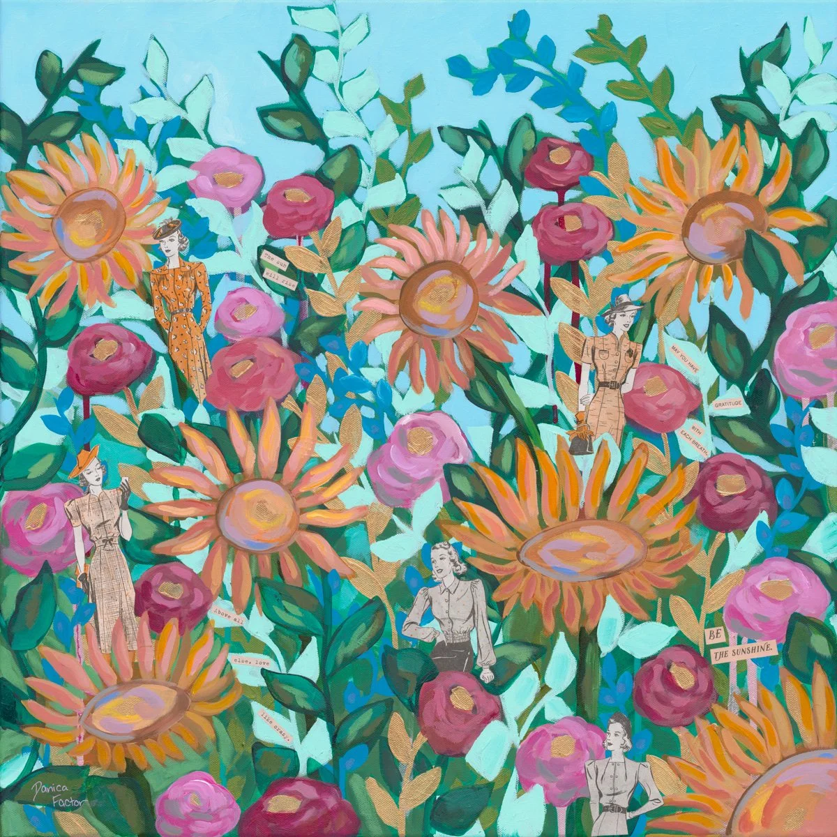 Sunflowers & Women Art Print: "Sunshine"