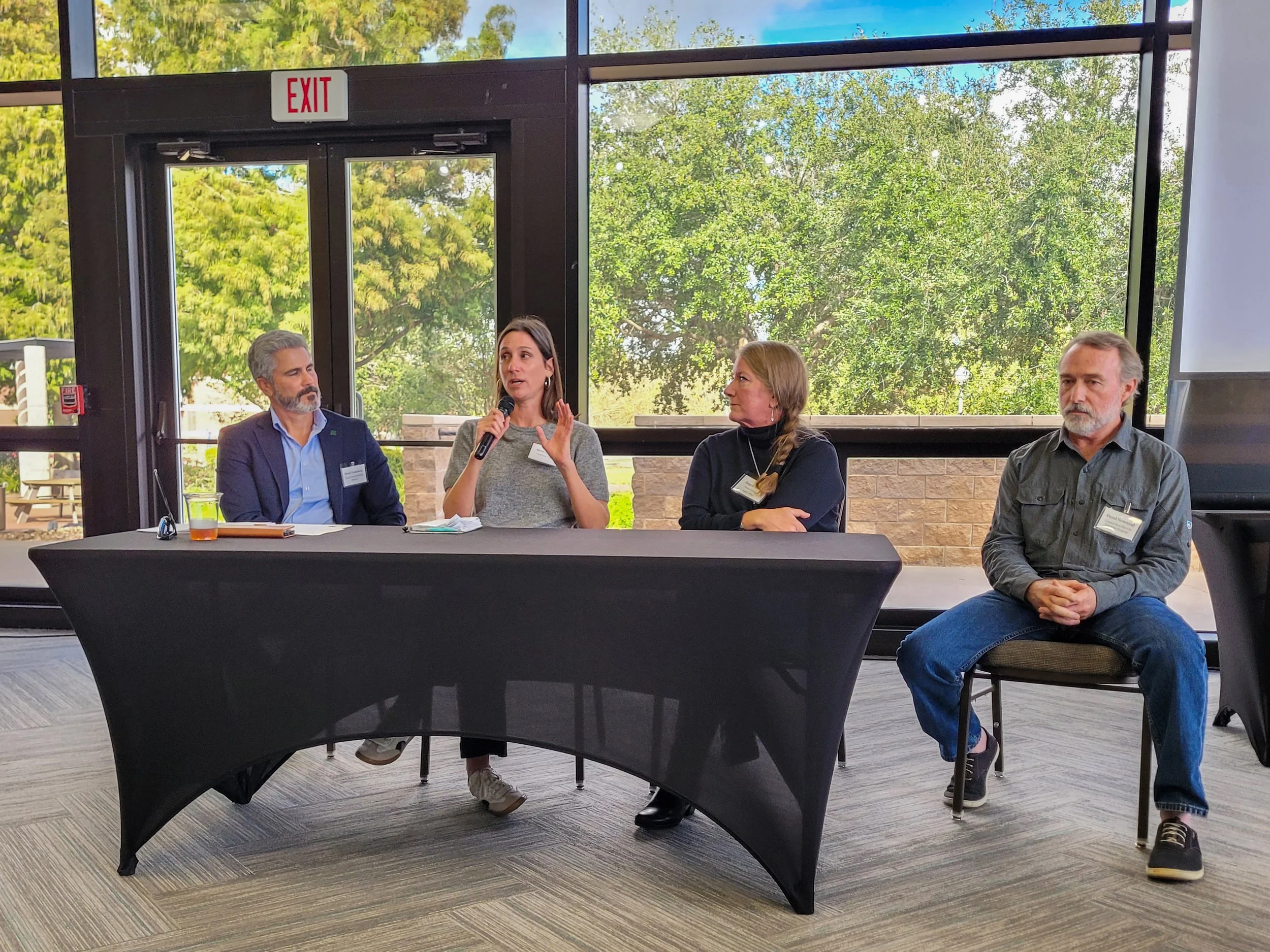 L-R: David Yoskowitz (TPWD), Alexis Baldera (Audubon Texas), Angela Sunley (GLO), and Dr. David Newstead (CBBEP) speak during a panel discussion