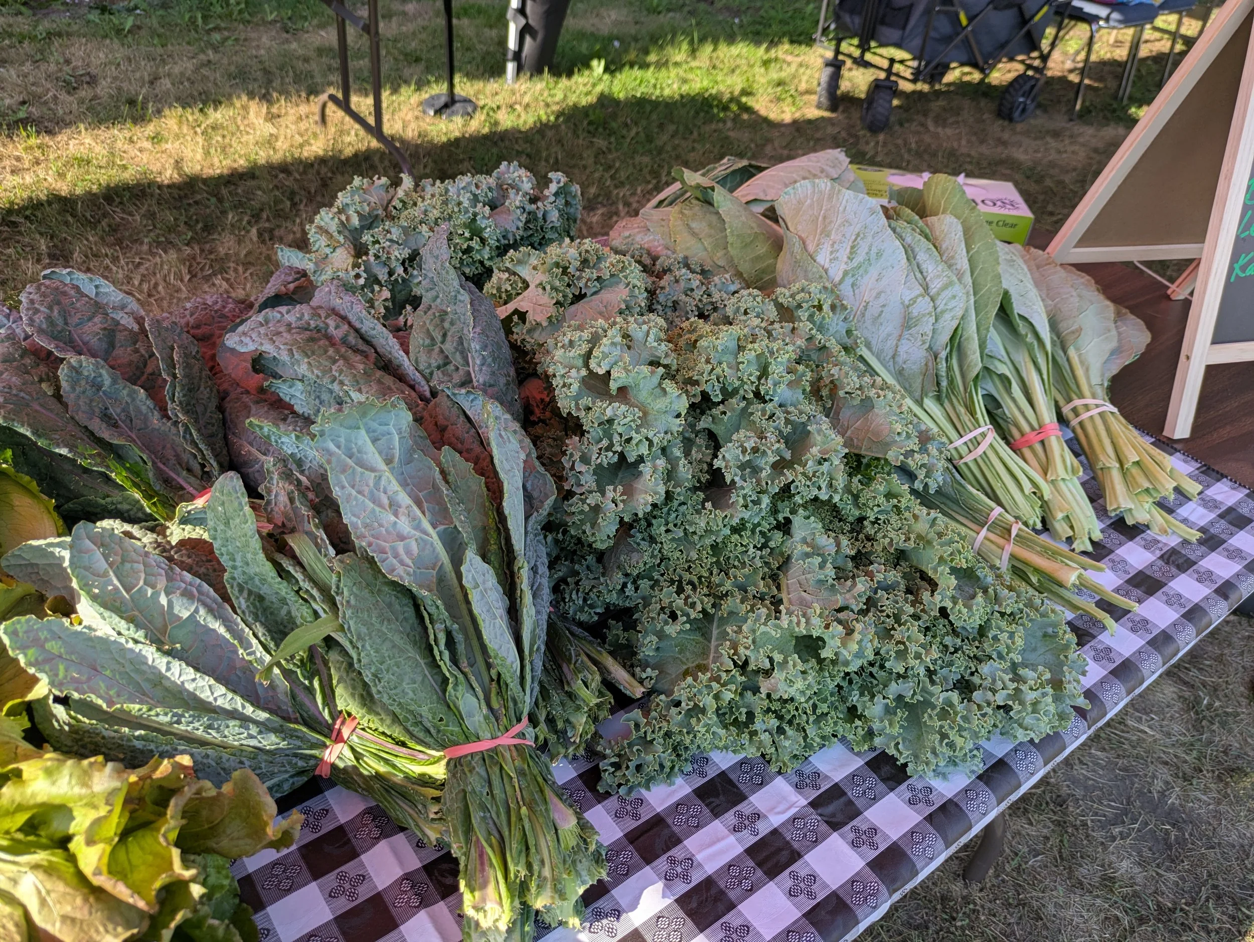 greens on a market table