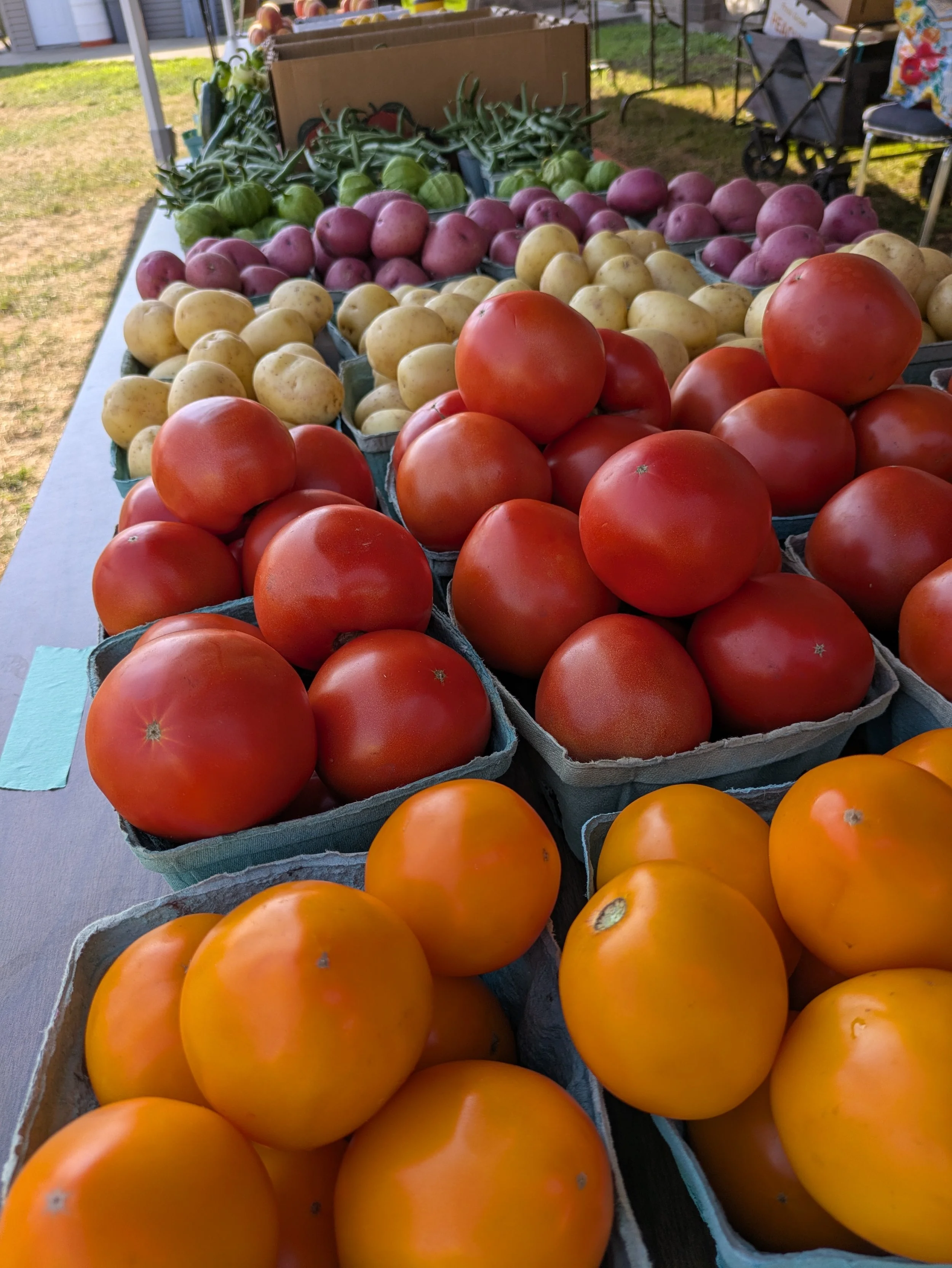 market table with various vegetables