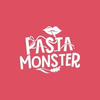 Pasta Monster Logo white words on pink background