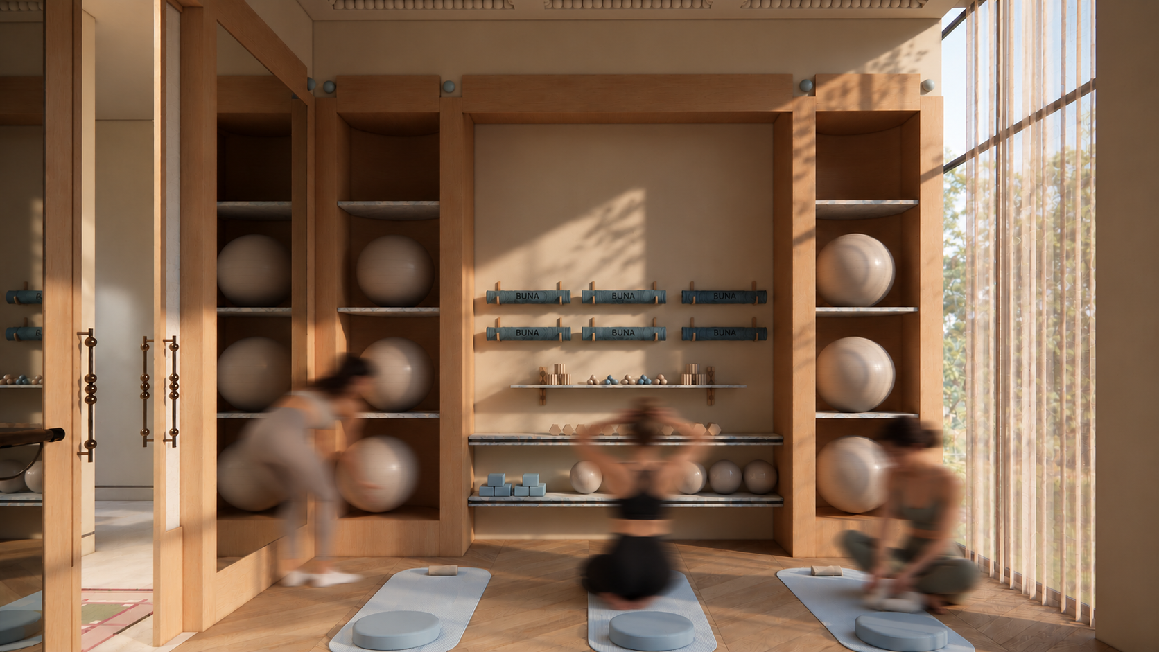 Sunlit Yoga Studio with Motion Blur.png