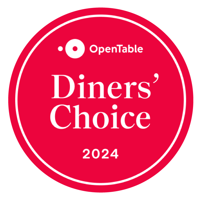 Red circular badge with white text reading "OpenTable Diners' Choice 2024" and the OpenTable logo at the top.