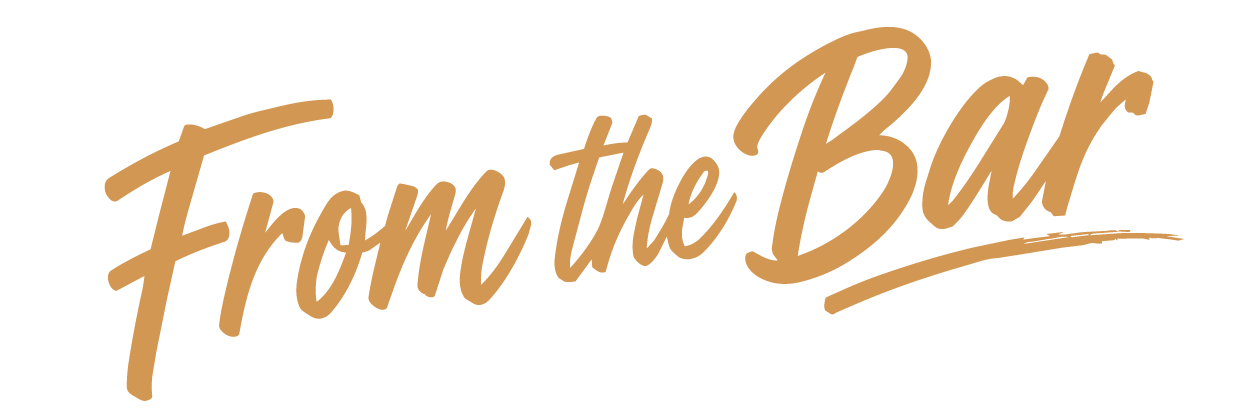 Stylized logo with the phrase "From the Bar" in tan, cursive font.