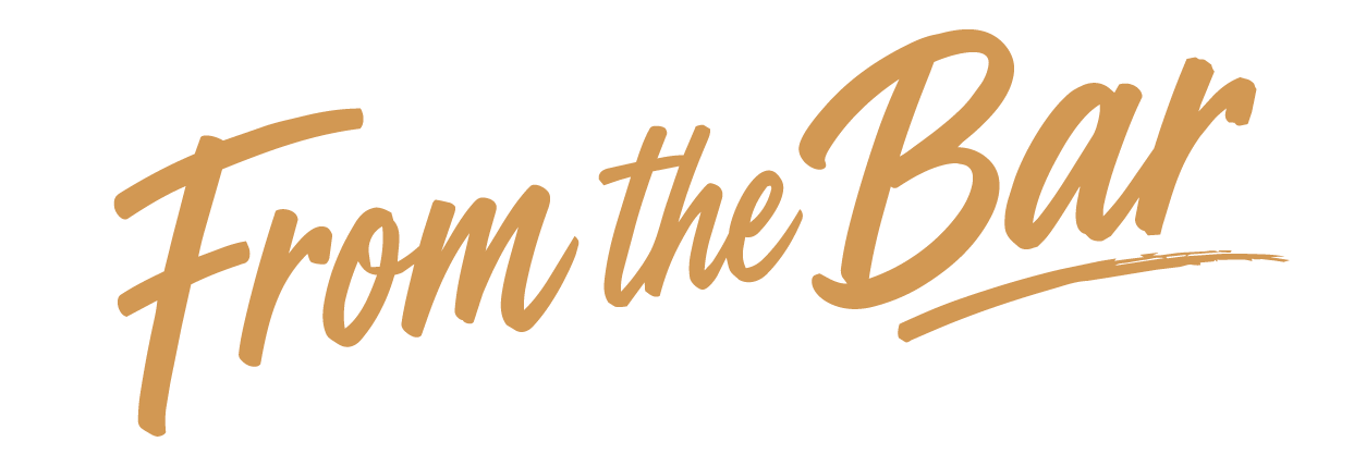 Logo for 'From the Bar' written in cursive brown font.