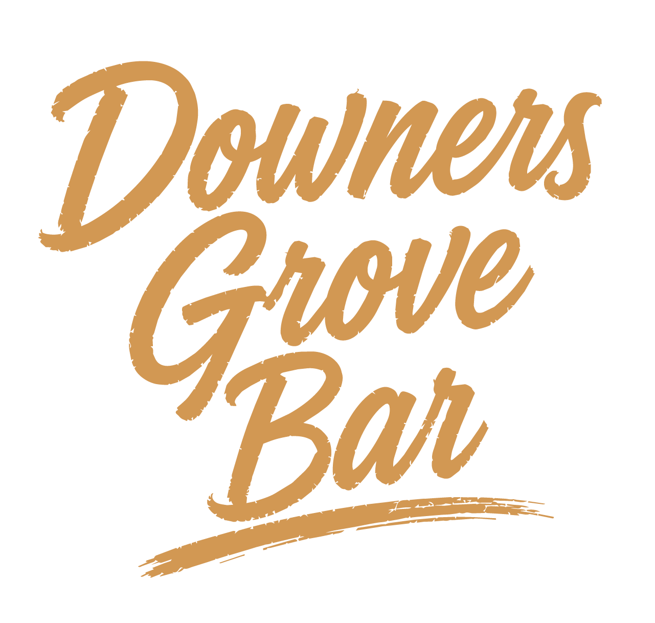 Text reading 'Downers Grove Bar' in tan-colored cursive font on a black background.