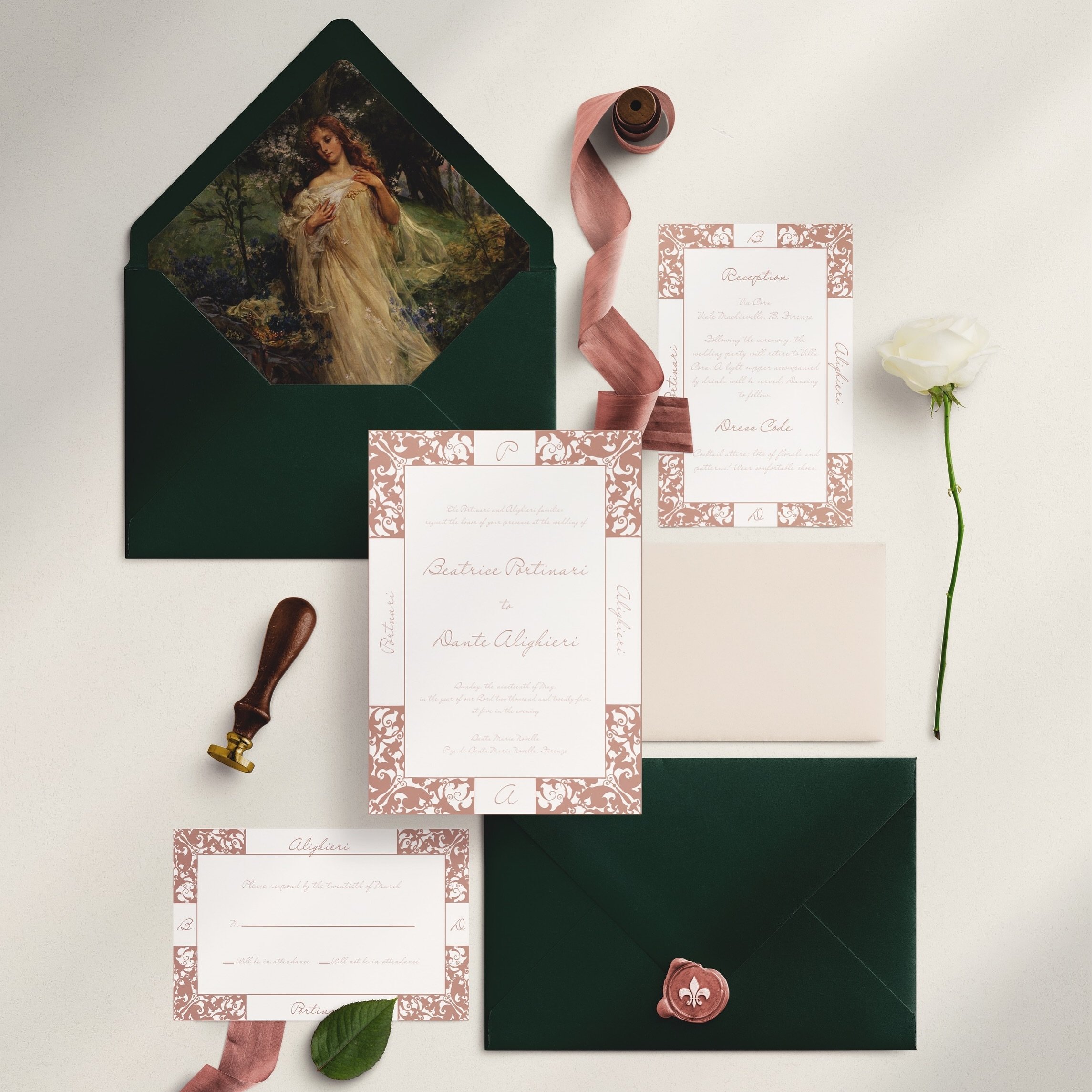The Beatrice - inspired by a 16th century Italian design &amp; named for Beatrice from Dante&rsquo;s Inferno. 💌 Had so much fun designing this suite!

#wedding #weddingday #weddingstationery #design #invitation #invitations #paperie #weddinginvitati