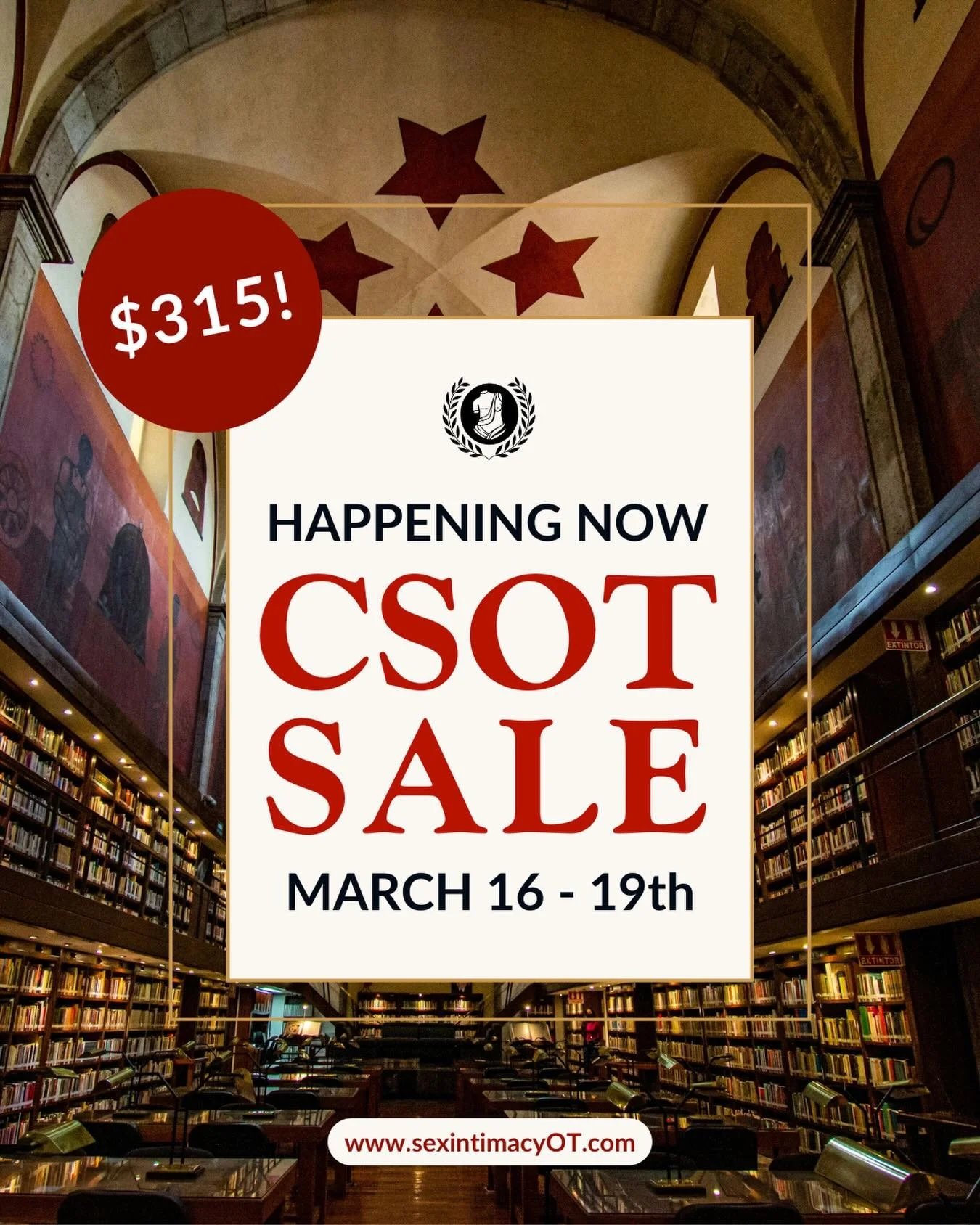 🚨 The CSOT Sale Is Live 🚨&nbsp;This is for OT/OTAs who celebrate, not shush, sex. 

The full CSOT curriculum + 2 mock interviews + 2 bonus lectures are yours for just $315, starting TODAY until Thursday night! ✨&nbsp;

That&rsquo;s over $130 in sav
