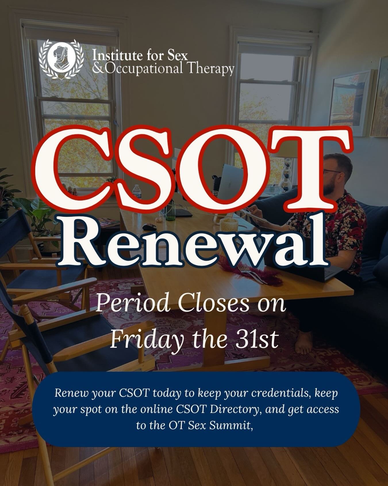 We love our CSOTs. As a thank you for the work they do to ensure OT clients get the sexual health OT intervention they deserve, I wanted to make this year&rsquo;s CSOT renewal really worth it! 

That&rsquo;s why this year, at the virtual OT Sex Summi