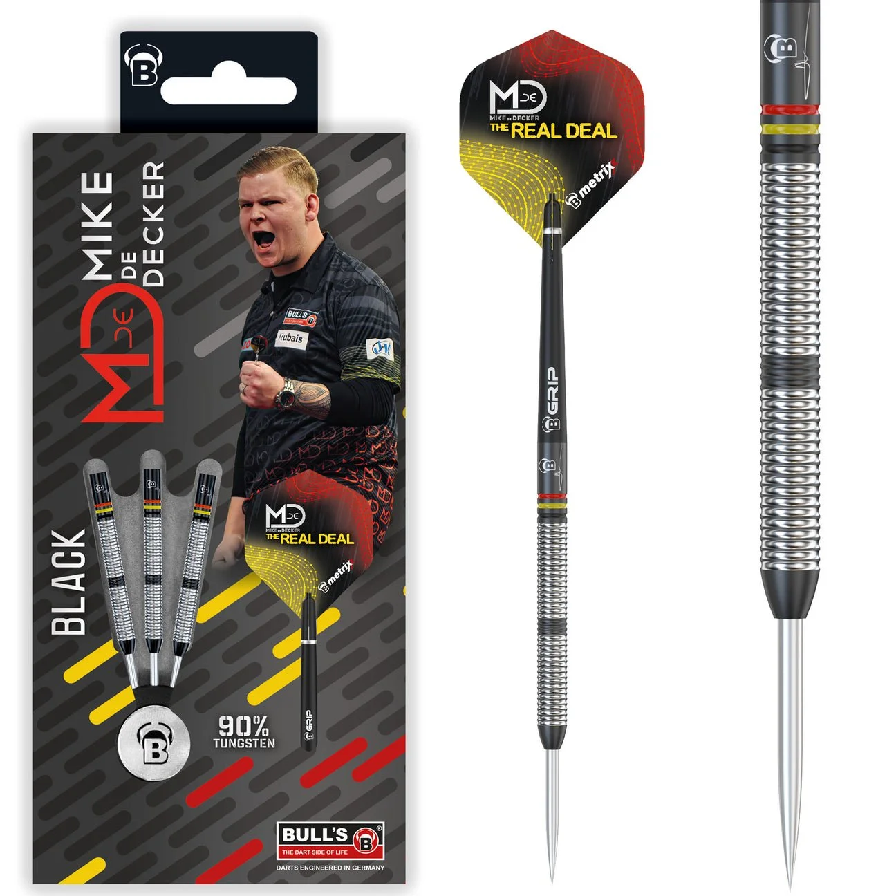 BULL'S MIKE DE DECKER BLACK EDITION STEEL TIP DARTS - 90% TUNGSTEN