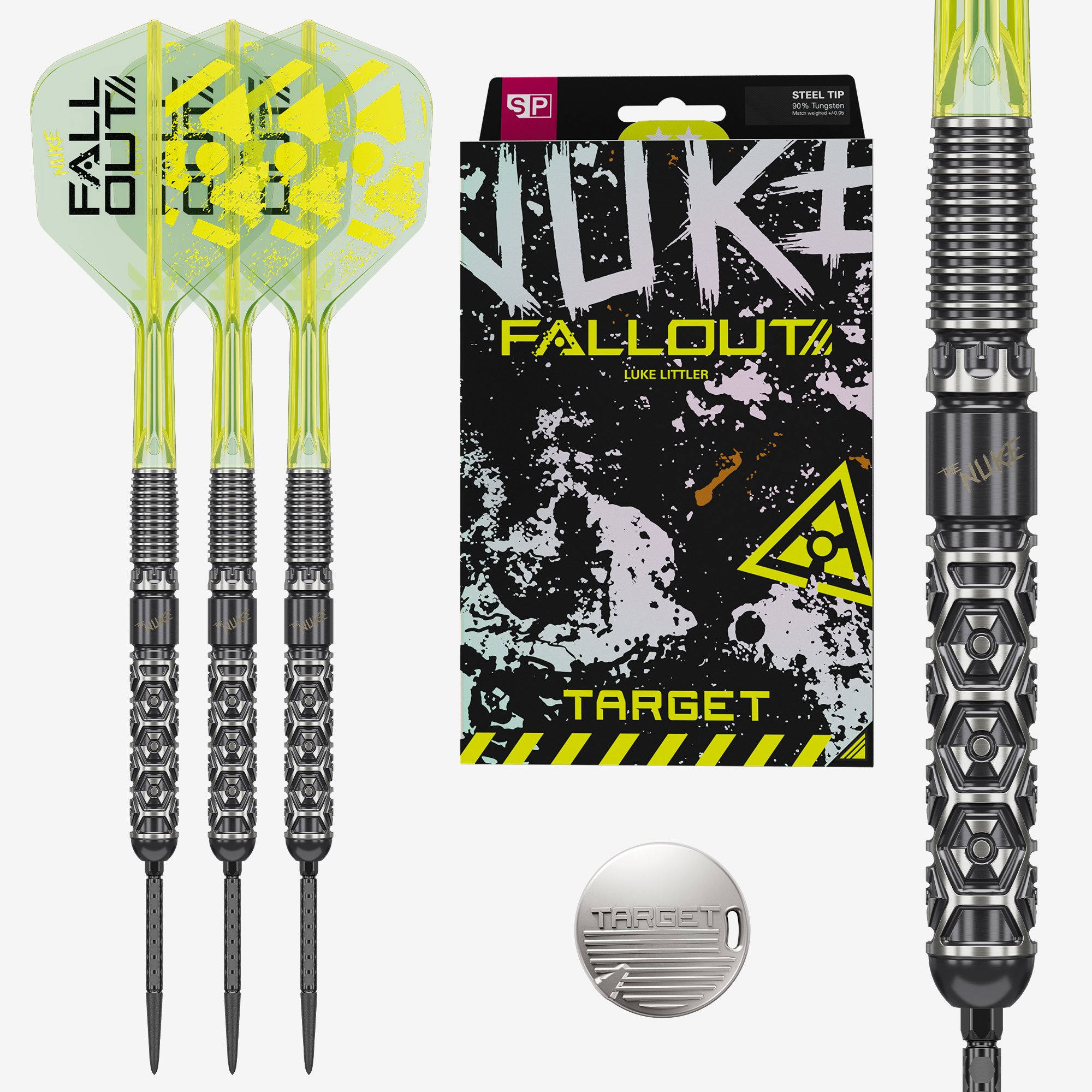 TARGET LUKE LITTLER NUKE FALLOUT  90% SP 22G STEEL TIP DARTS 2026