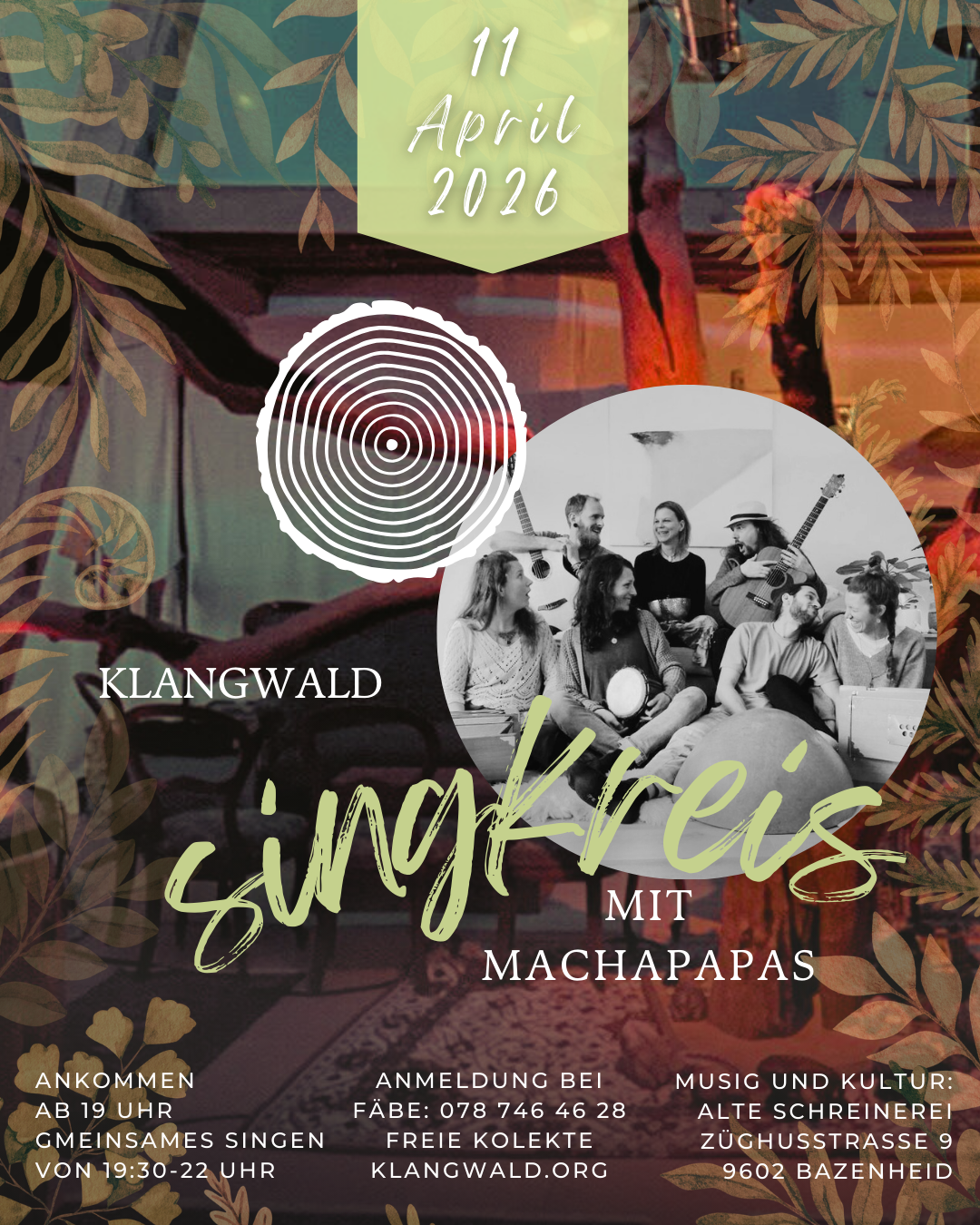 Plakat für ein Konzert mit Künstlerin Pura solo, Teil der Veranstaltungsreihe 'präsentiert', mit Datum 21. März 2016. Es zeigt eine Frau mit Zöpfen vor dem Mond, mit Blättern und Mohnblumen dekoriert.