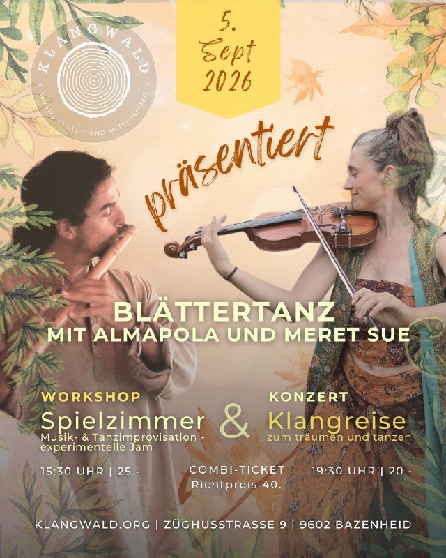 Das Bildzeigt eine Verantstaltung am 5. September in Bazenheid für einen Jam und eine Klangreise mit Alex Almapola und Meret Sue