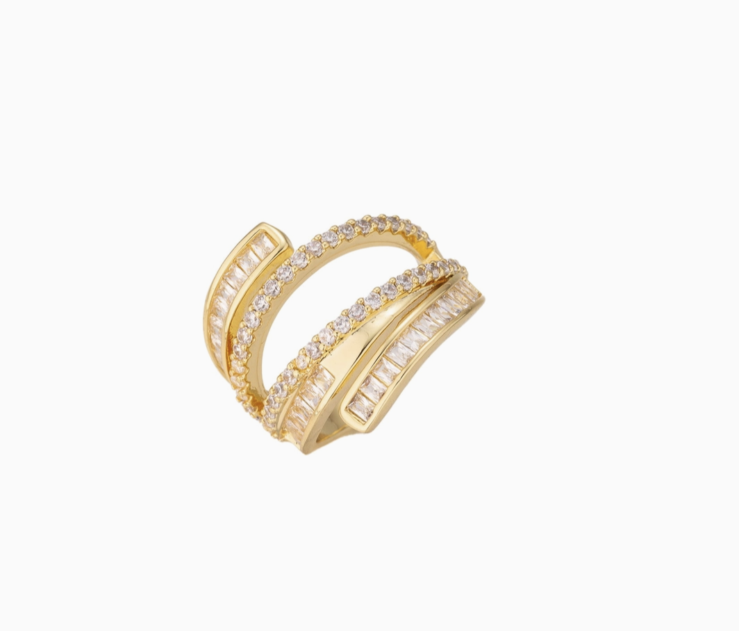 Stacked Gold Baguette Statement Adjustable