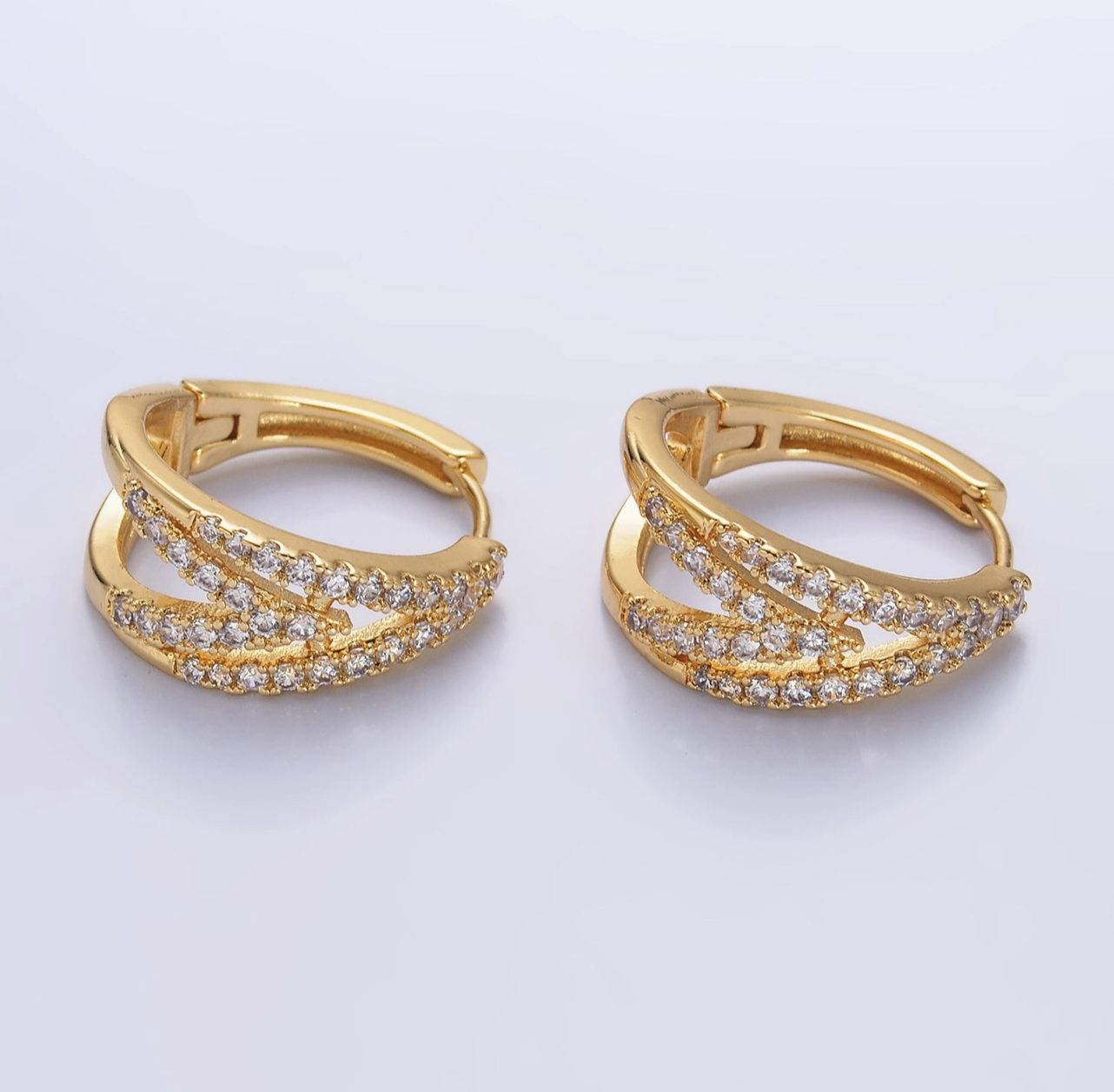 Radiant Gold Hoop Earrings with Diamond Detailing