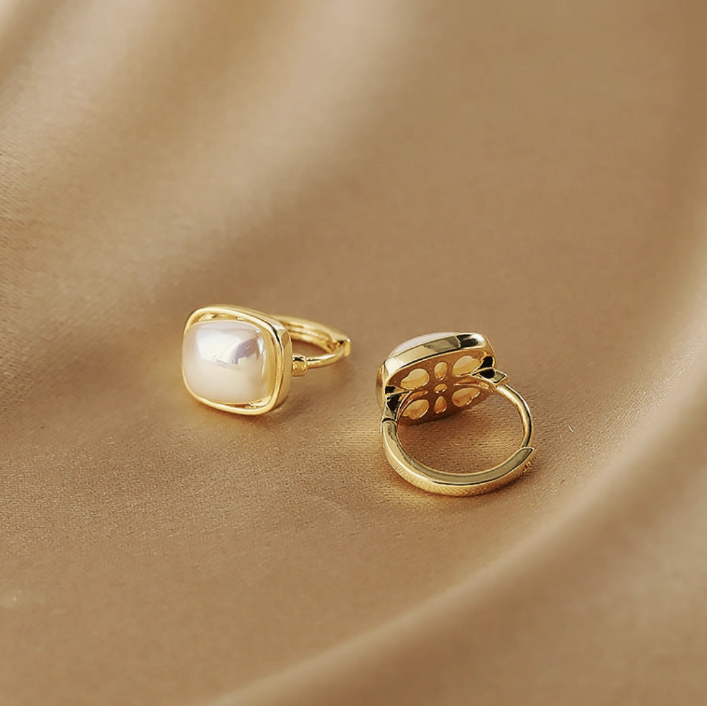 Gold-Plated Pearl Earrings