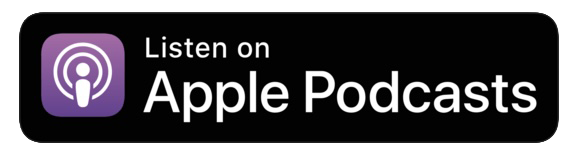 Button to listen to Apple Podcasts with a purple podcast icon and black background.