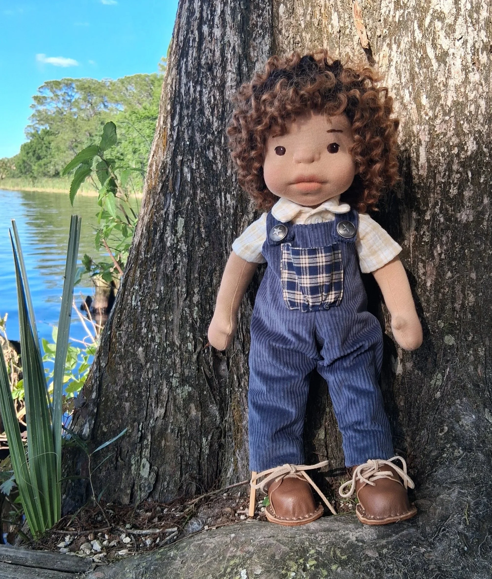 Artist made natural fiber boy doll - Finnley