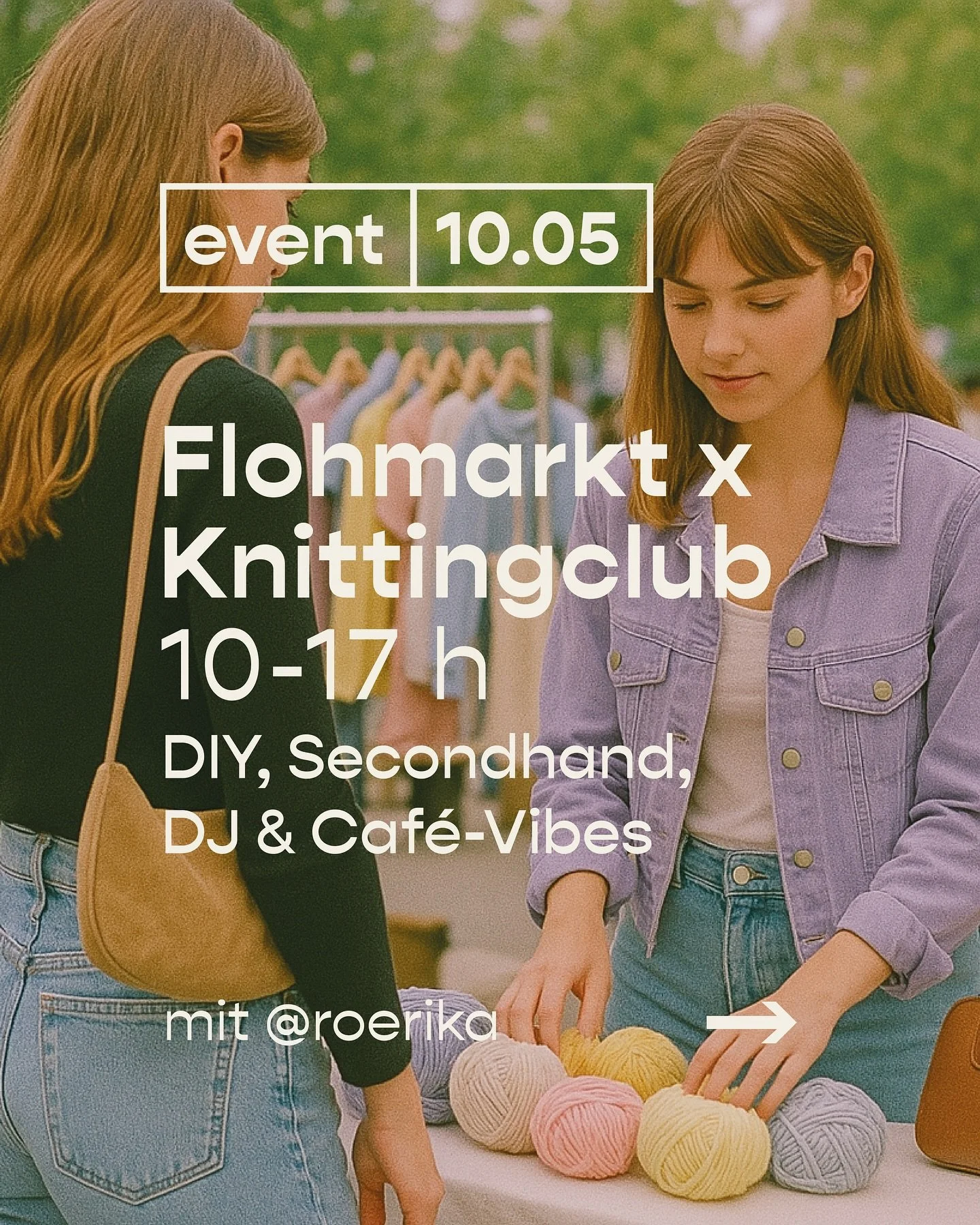 🧶🛍️🛒 Flohmarkt-Vibes im chacha!
10. Mai | 11&ndash;17 Uhr | @chacha.hamburg

Second-Hand-Sch&auml;tze, bunte Wolle, kreative Lieblingsst&uuml;cke &amp; richtig gute Stimmung &ndash; das alles findest du bei unserem ganz besonderen Flohmarkt mit @r