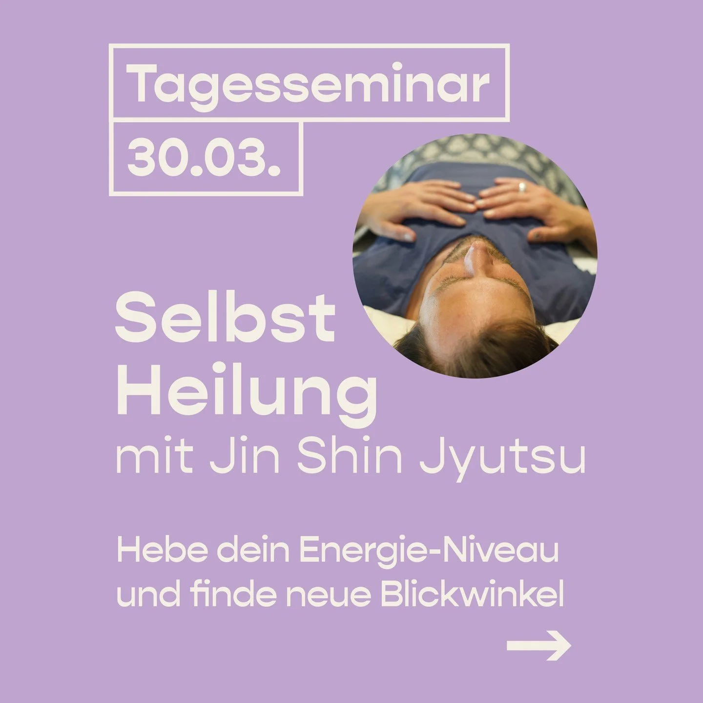 Ein Tag f&uuml;r dich und deine Heilung 🙏✨
Freu dich auf einen Tag voller umfassendem Wissen, Erfahrung und Verst&auml;ndnis rund um deine Energie, Haltung und Selbstheilungskr&auml;fte.

Mit Hilfe der Jahrhunderte Alten Technik &bdquo;Jin Shin Jyut