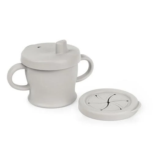 Haakaa Silicone Sip-N-Snack Cup (250ml) 6mths+ - Suva Grey