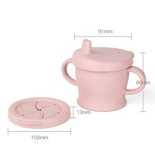 Haakaa Silicone Sip-N-Snack Cup (250ml) 6mths+ - Blush