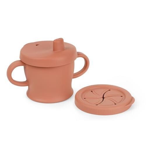 Haakaa Silicone Sip-N-Snack Cup (250ml) 6mths+ - Rust