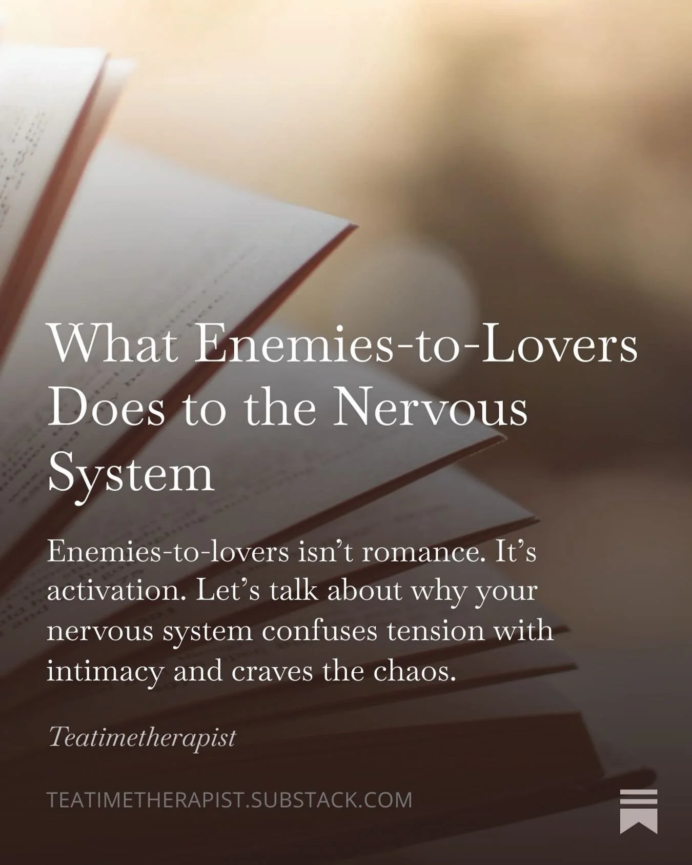 If enemies-to-lovers hits like a drug, it&rsquo;s not the banter. It&rsquo;s the adrenaline. Your nervous system is absolutely feral for the chaos. And now calm love feels&hellip; wrong. #nervoussytemregulation #enemiestoloversbooks #attachmenttheory