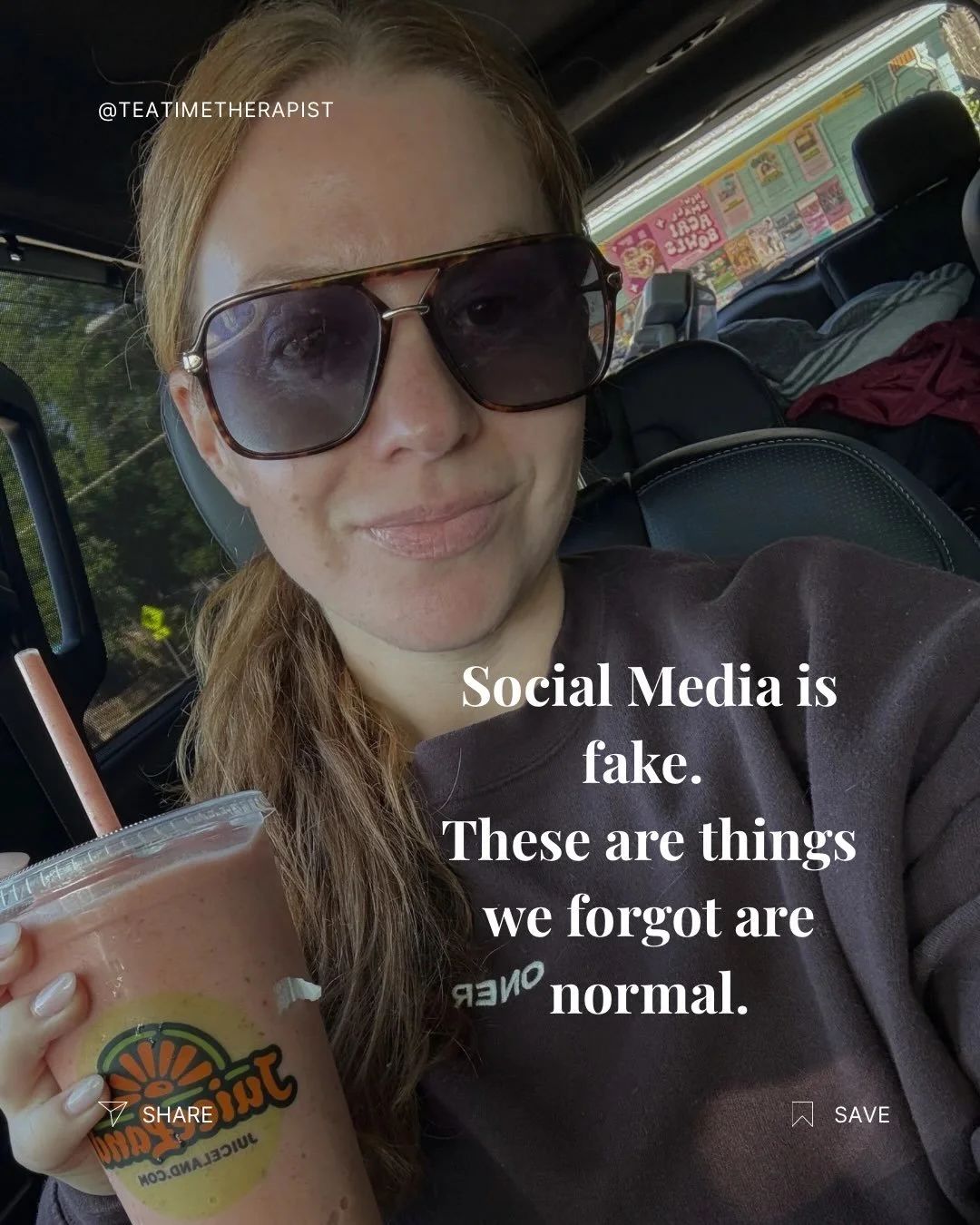 Just a quick reminder from a therapist. 

Social media is super duper fake. (Often)

Try not to compare yourself or judge yourself for it. We&rsquo;re all humans on a spinning rock just doing the best we can. 🫶🏻

#hyperindependence #childfree #rela