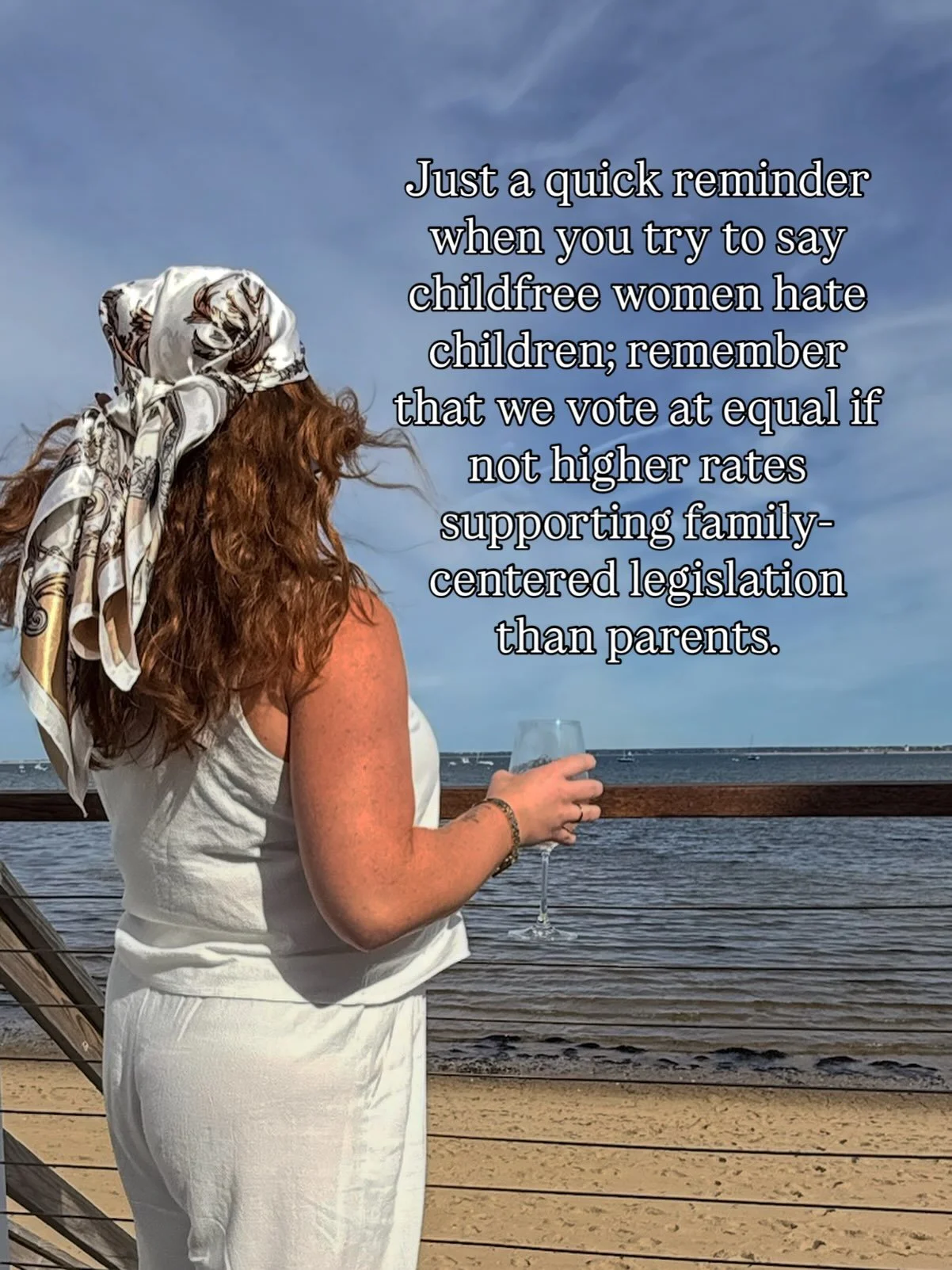 Just a quick reminder that, I, as a single and childfree woman, is more likely to vote for family-centered legislation than parents themselves. 

I fear this might just ruin all the arguments against us.

K byeeeee 😬

#childfree #hyperindependence #