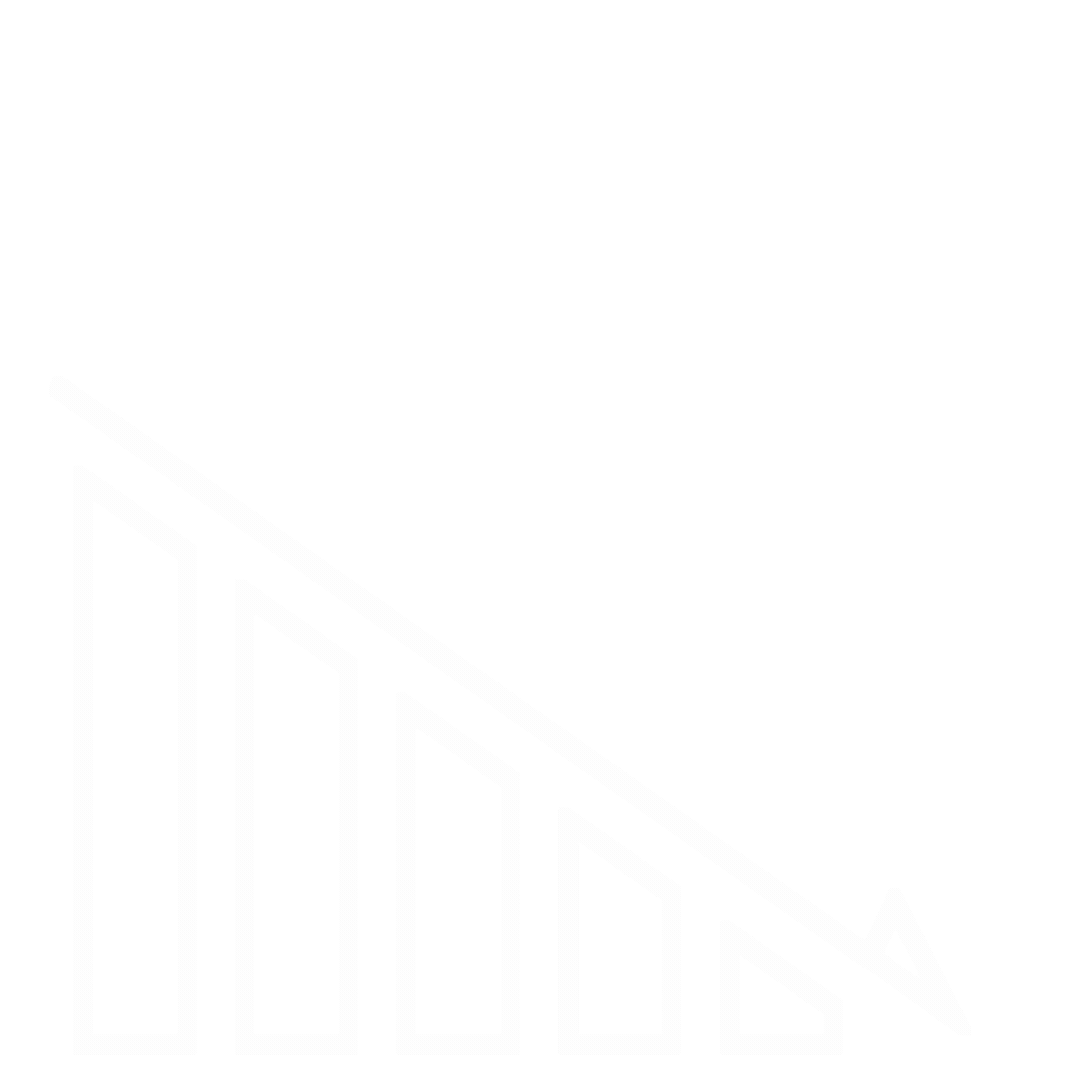 Bar graph with descending trend line and arrow