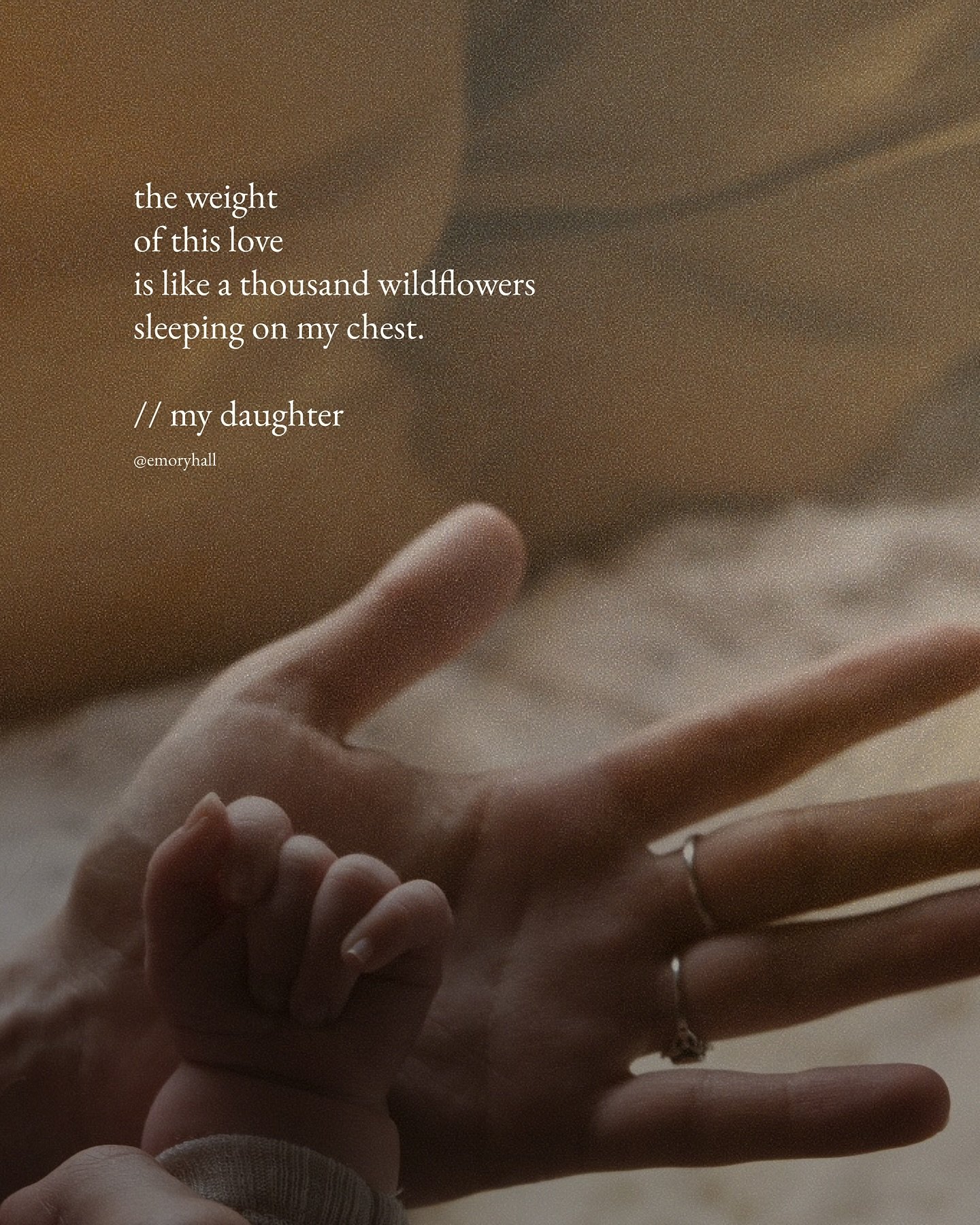 This poem has been sitting with me lately. 
I feel it.
Like my whole world just lives in my arms now. Being a mama has opened something in me I didn&rsquo;t even know was there. I love it more than I can really put into words.
This kind of love, it c