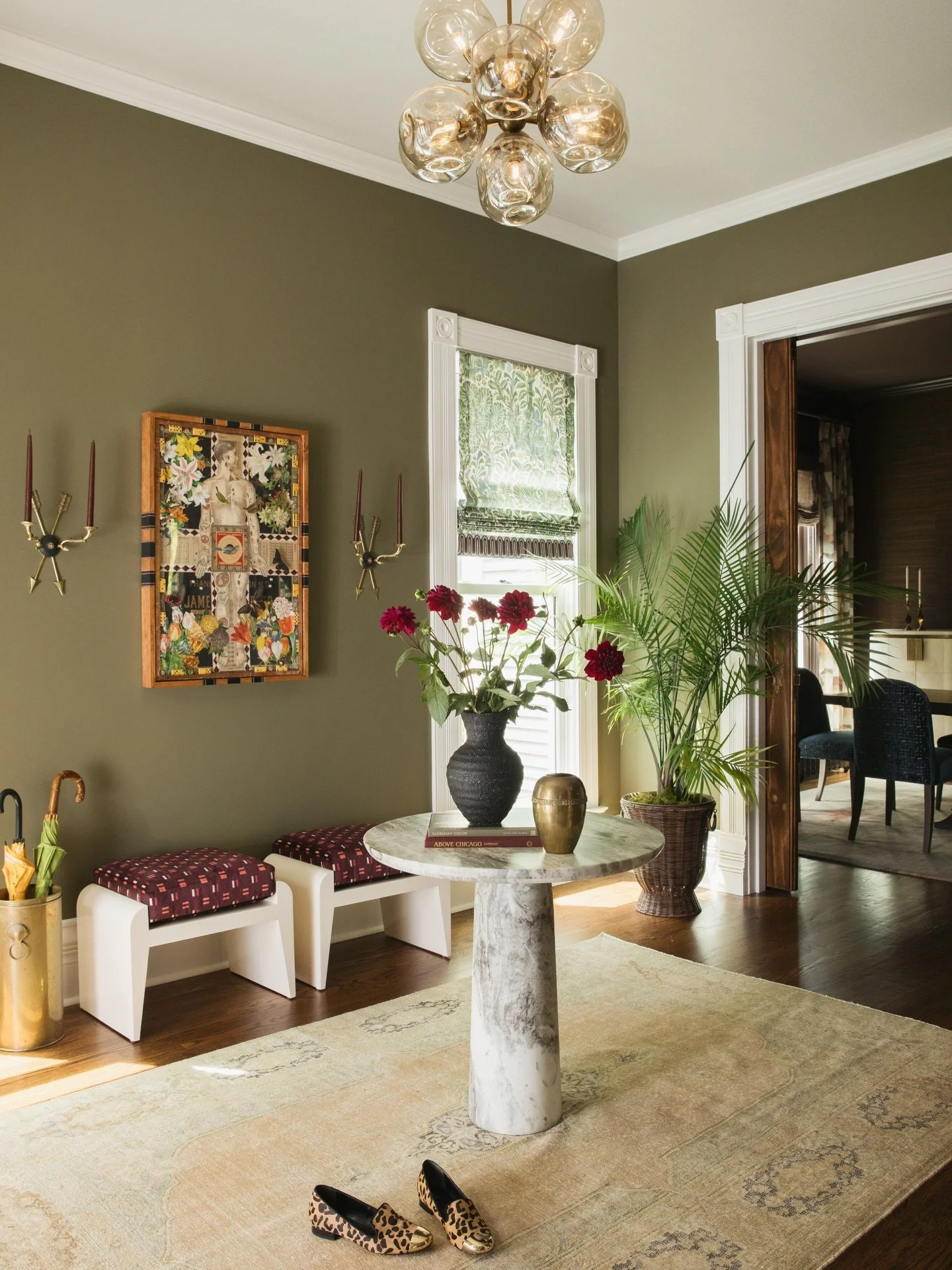 Interesting Art. Great textiles. Color. Transforming a space from meh to wow. All our loves. Swipe for the before photos where we took her down to the studs&hellip;removed a non working chimney, dated shutters, clunky radiators and replaced trim and 