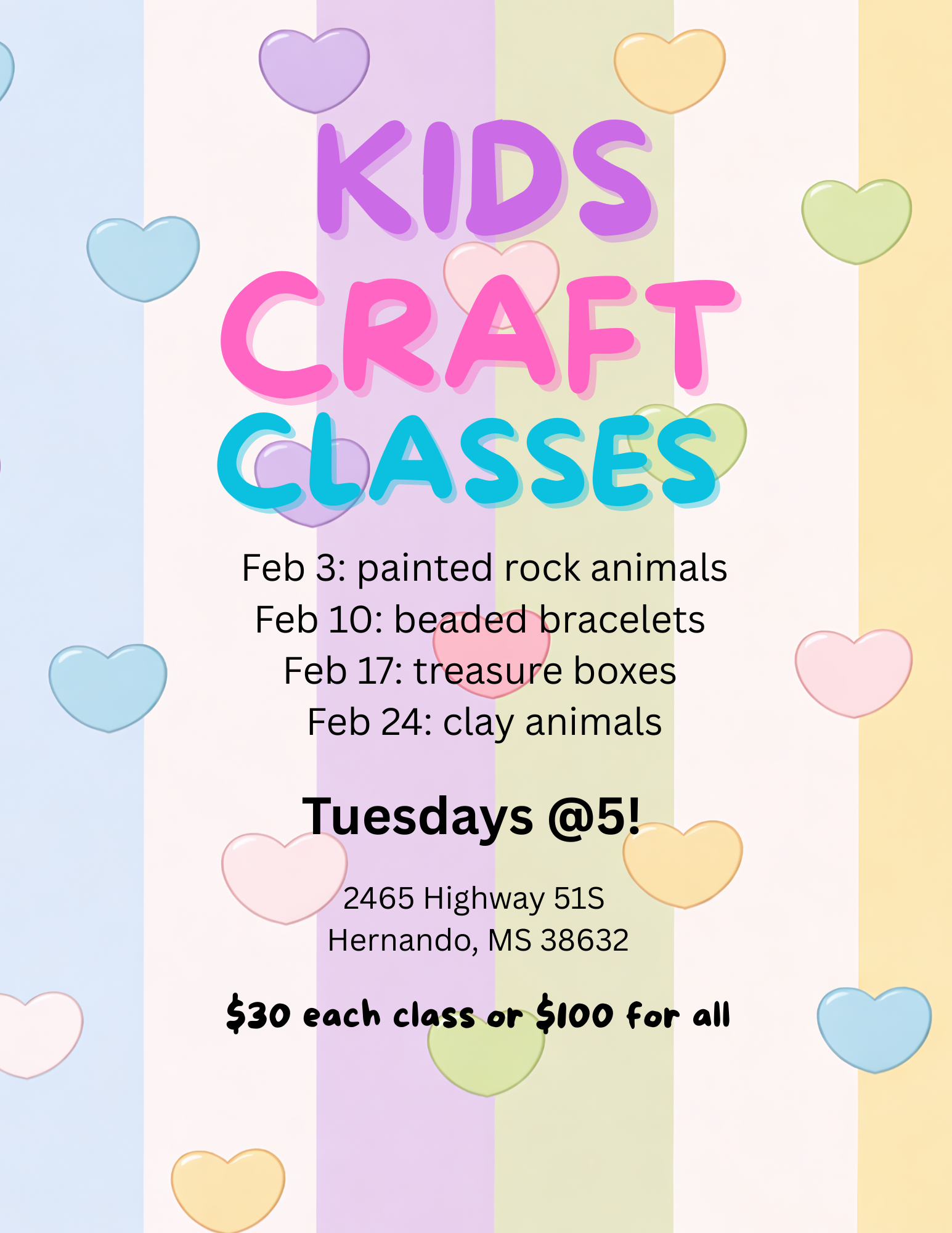 Tuesday craft class @5