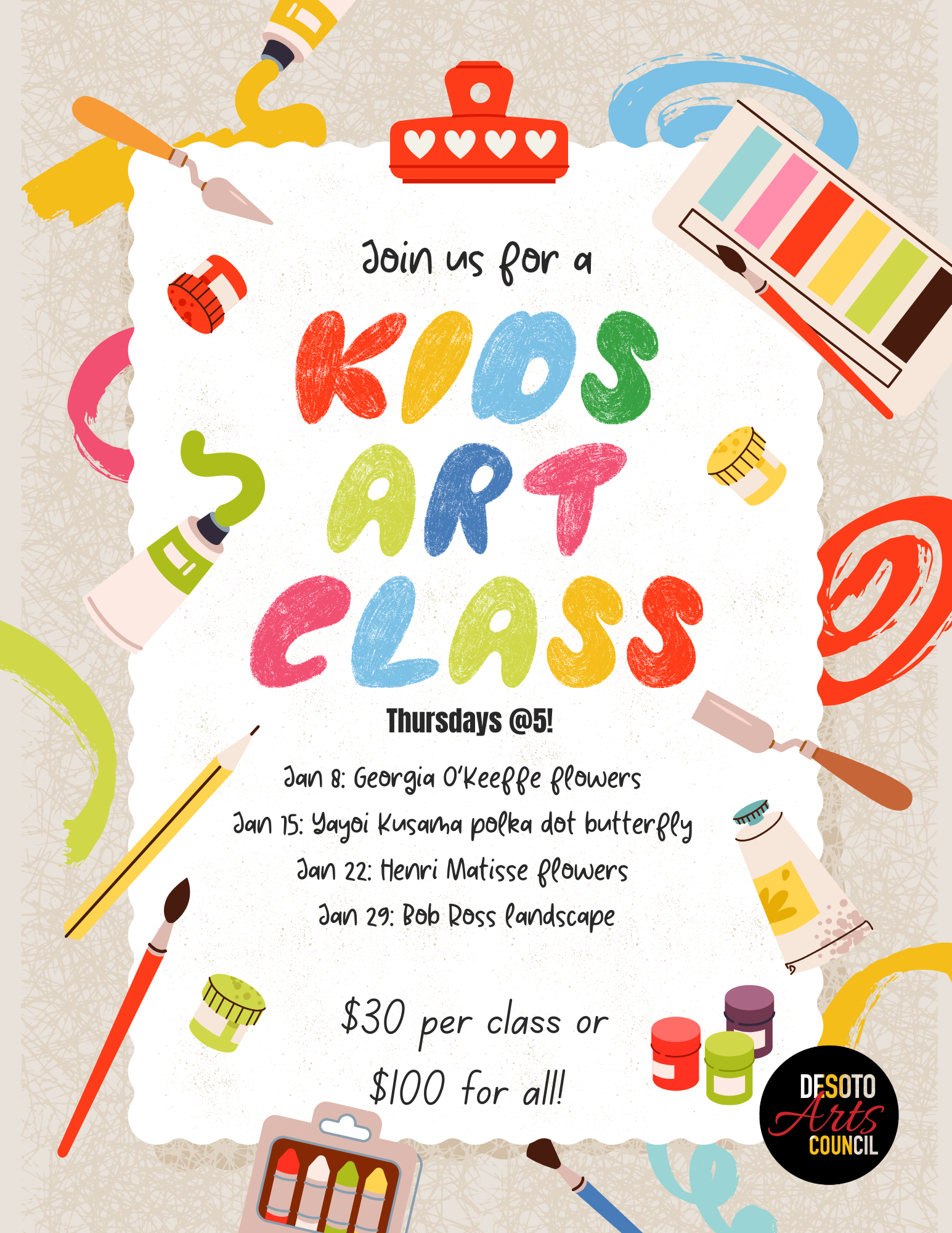 Art Classes on Thursdays @5