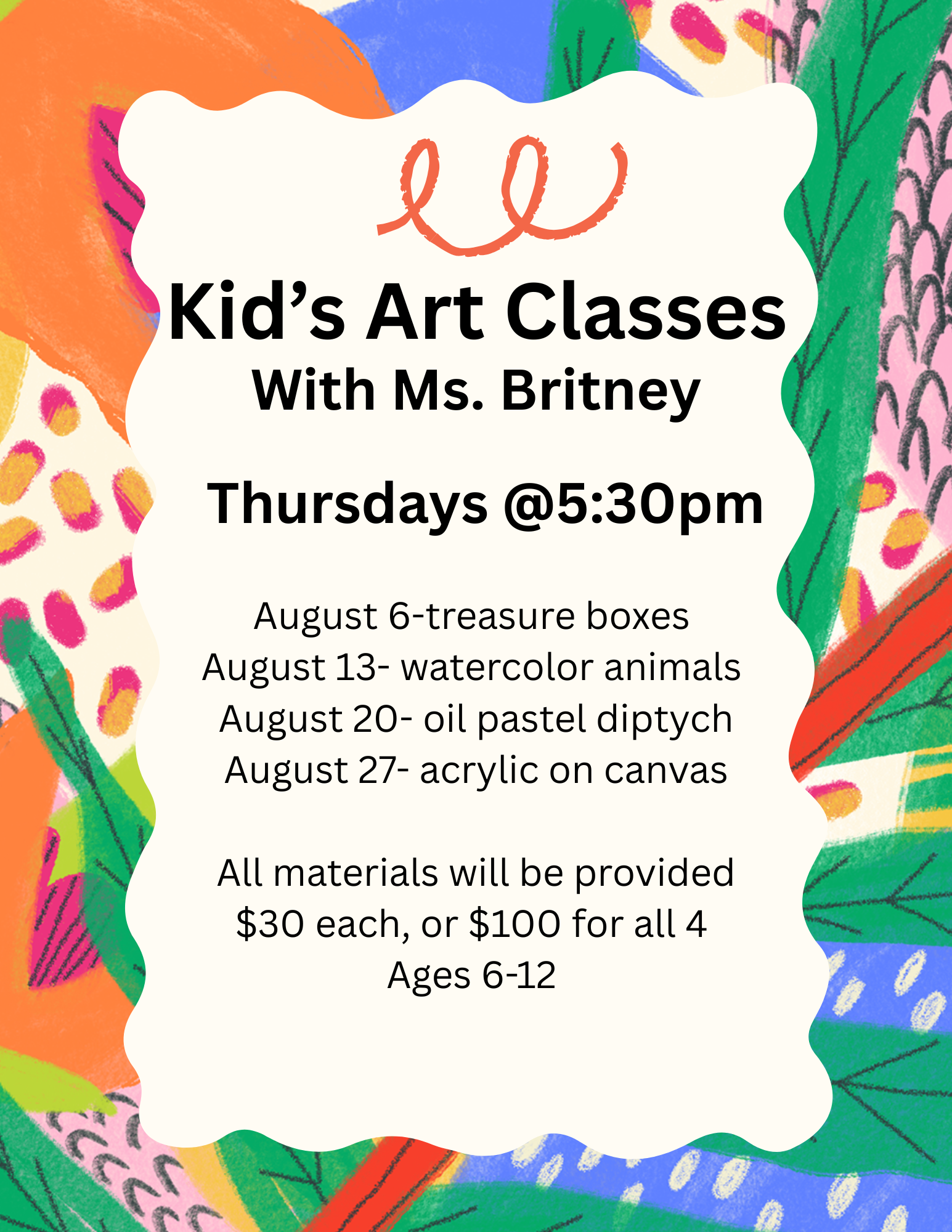 Thursday kids art with Britney Frazier-August