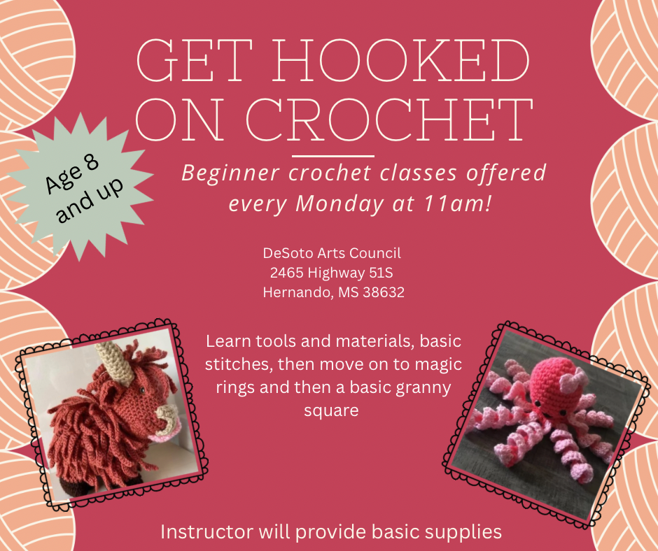 Beginner crochet classes offered every Monday at 6pm!.png