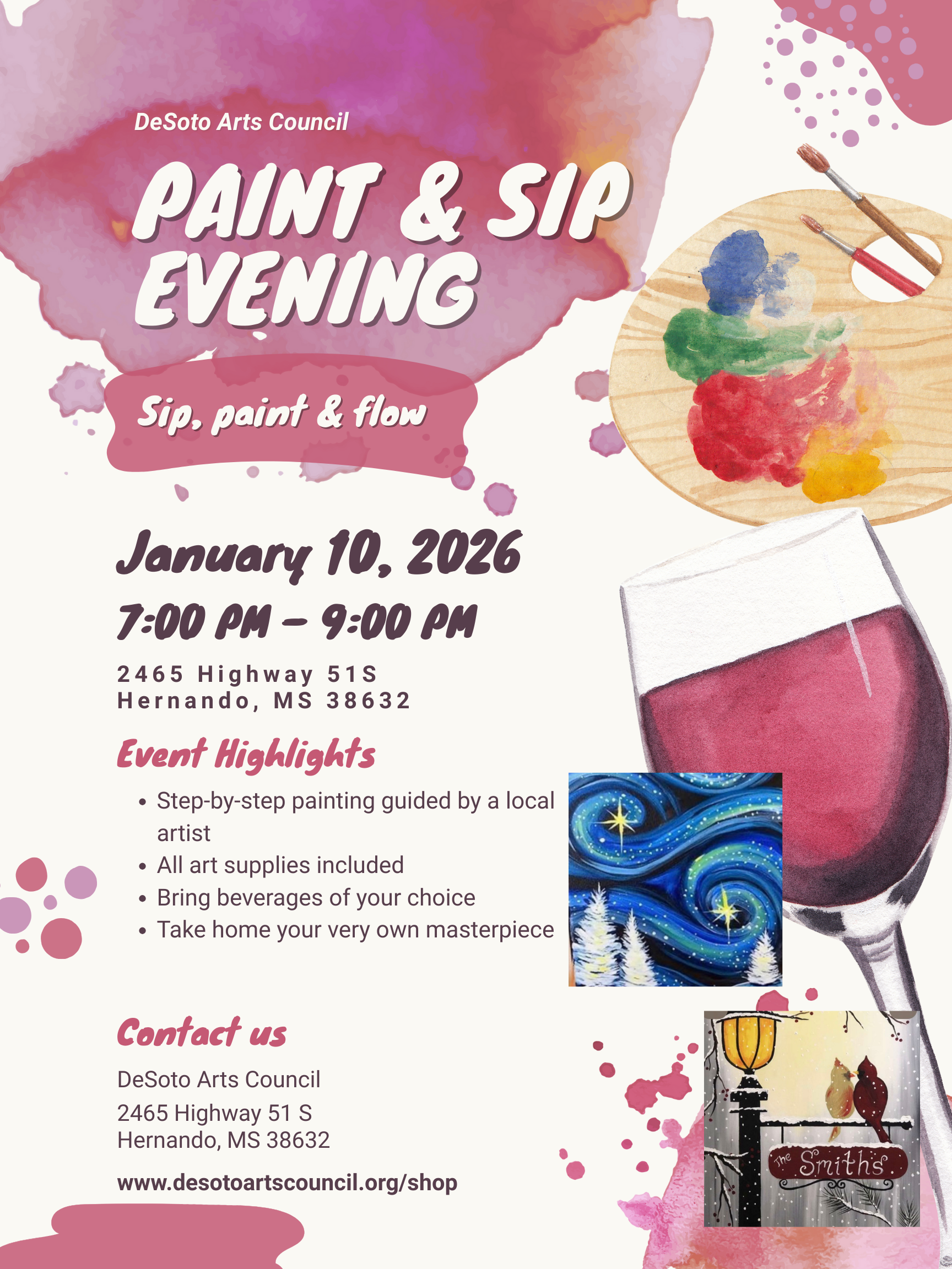January Paint and sip 21+ only