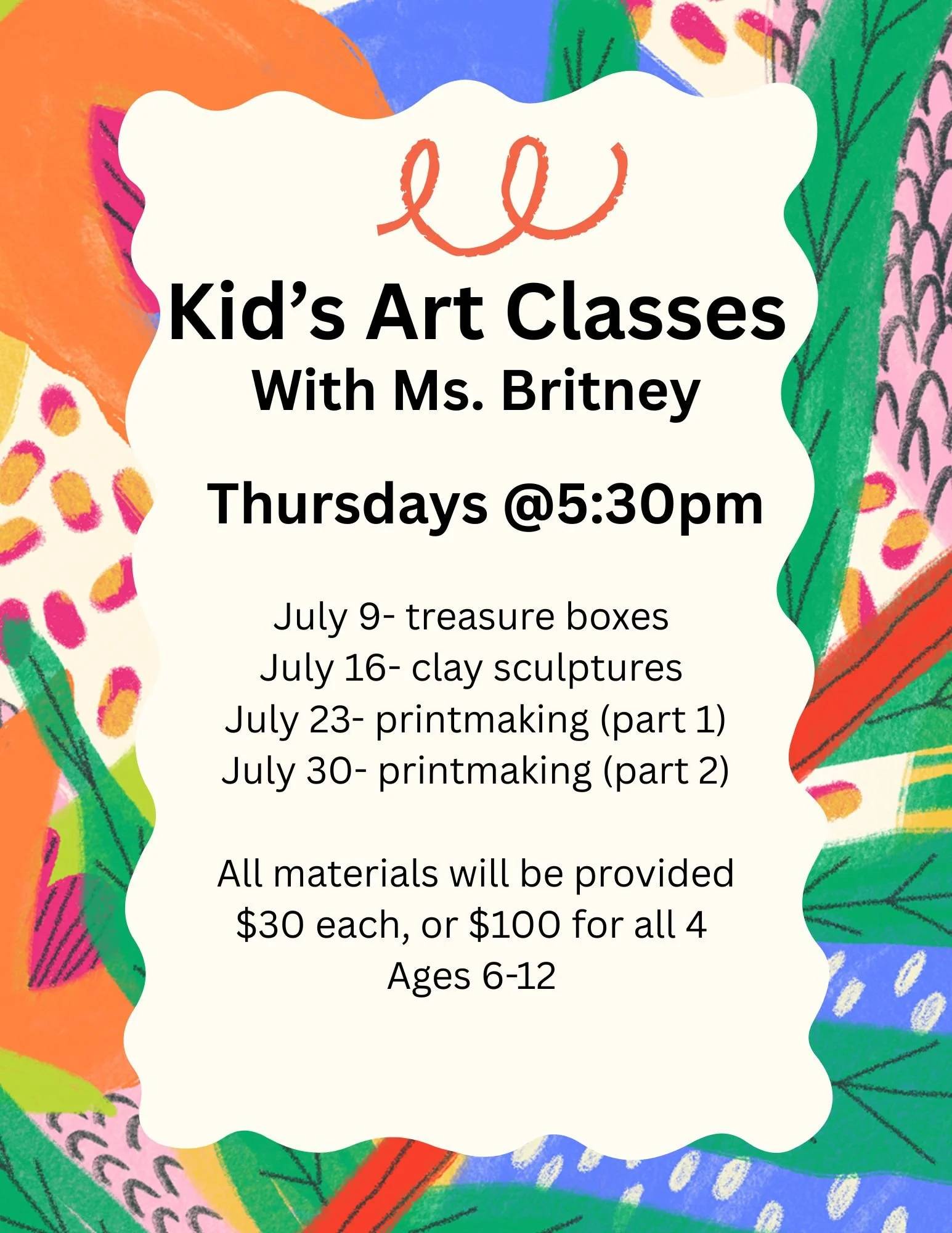 Kids Thursday classes 5:30-6:45